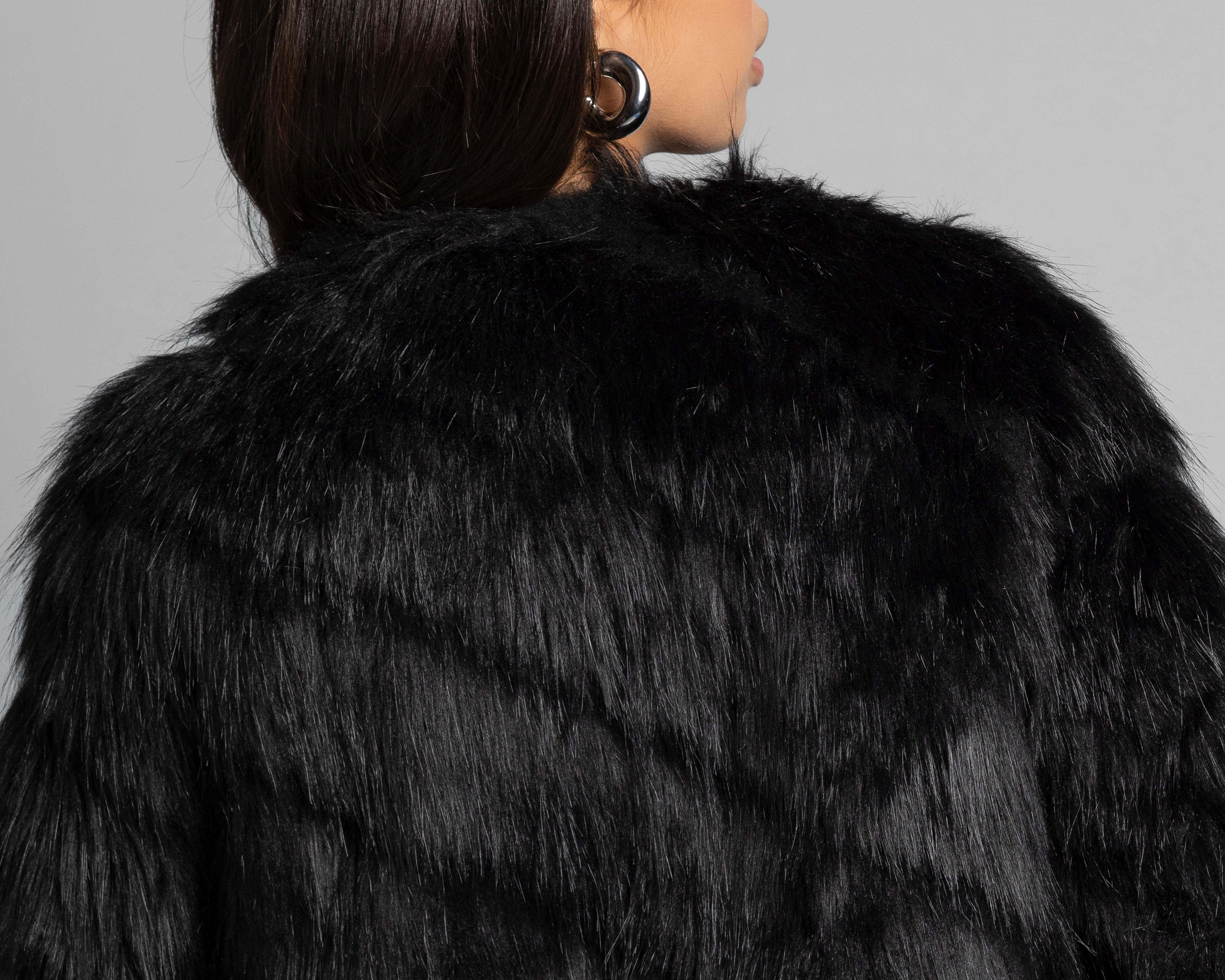 Foto 5 | Abrigo Thinner con Peluche Negro