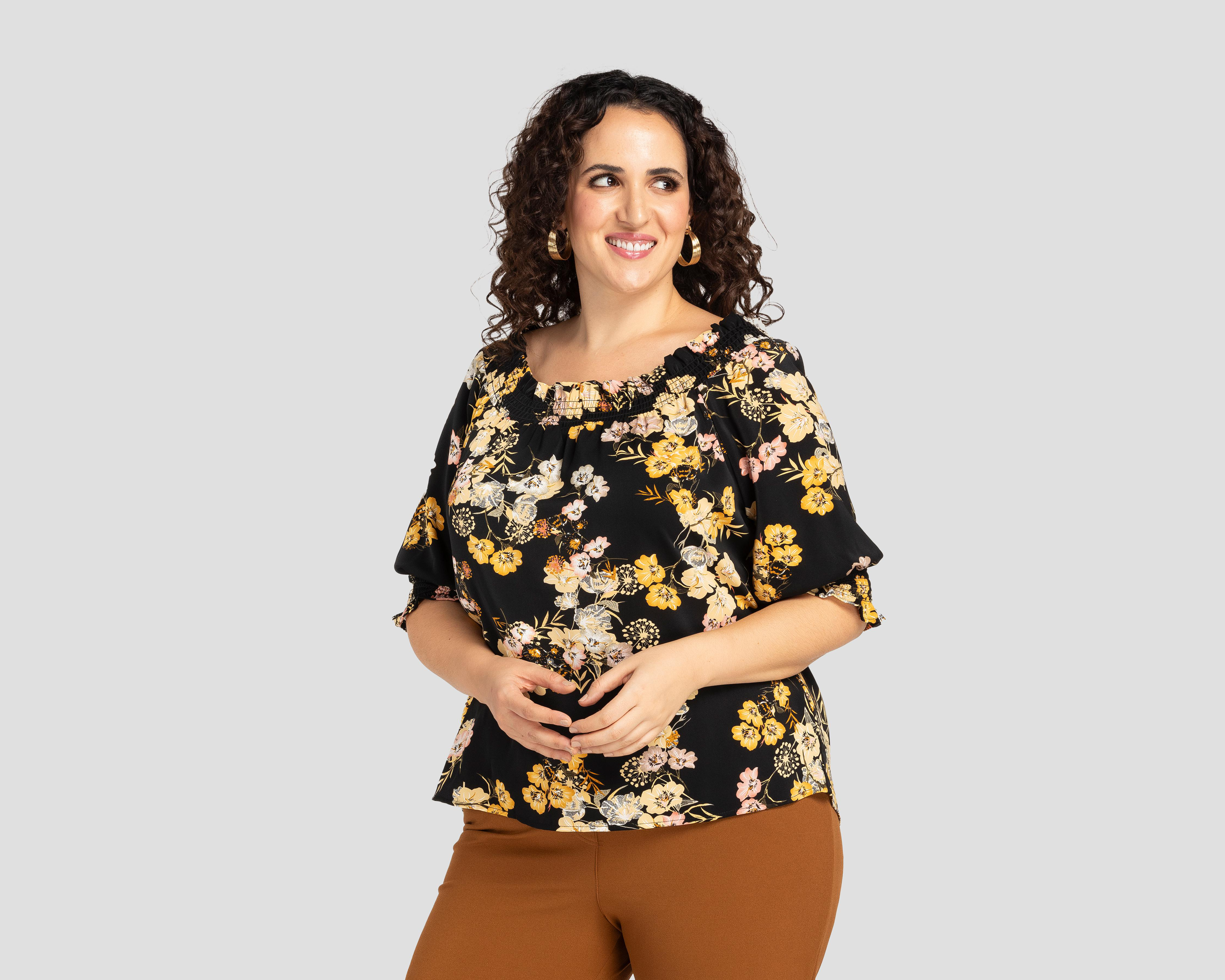 Foto 2 pulgar | Blusa Sahara Manga 3/4 con Cuello Elástico