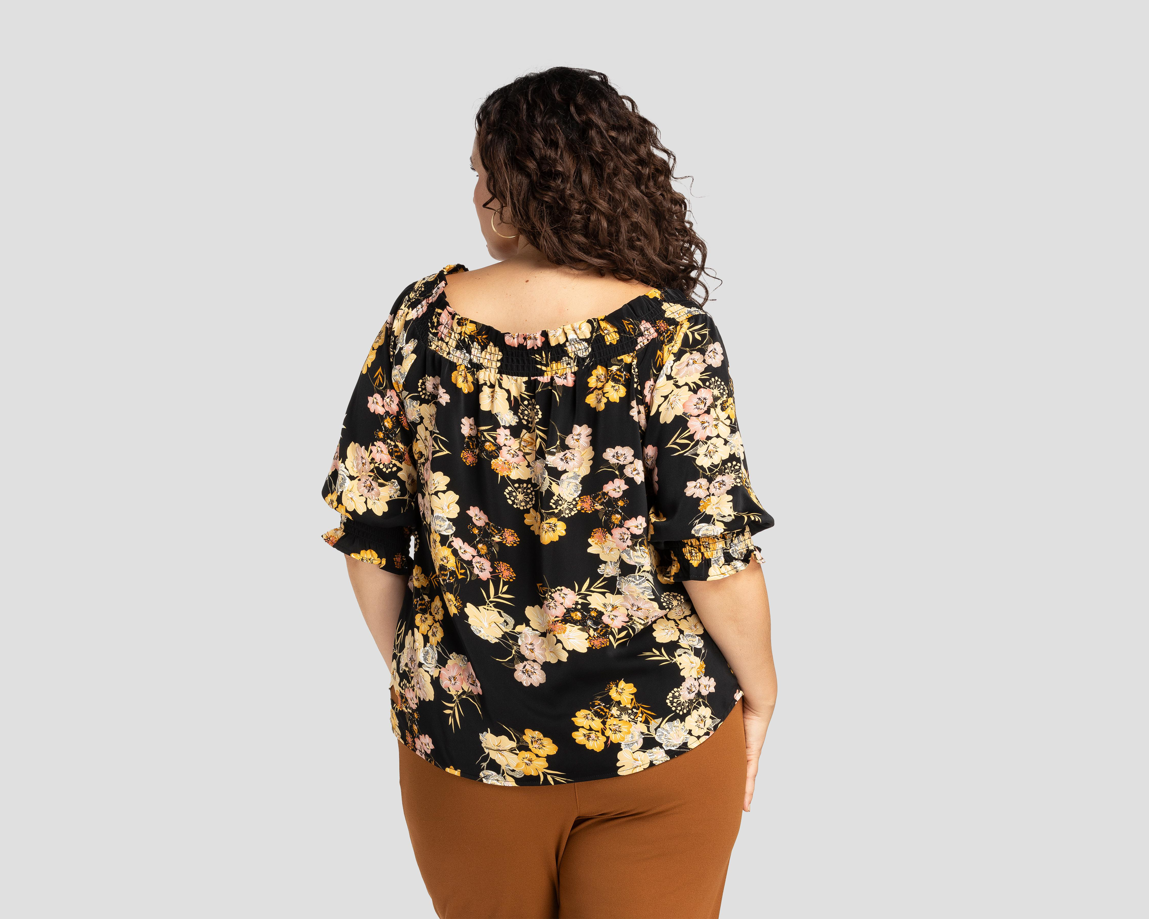 Foto 4 pulgar | Blusa Sahara Manga 3/4 con Cuello Elástico