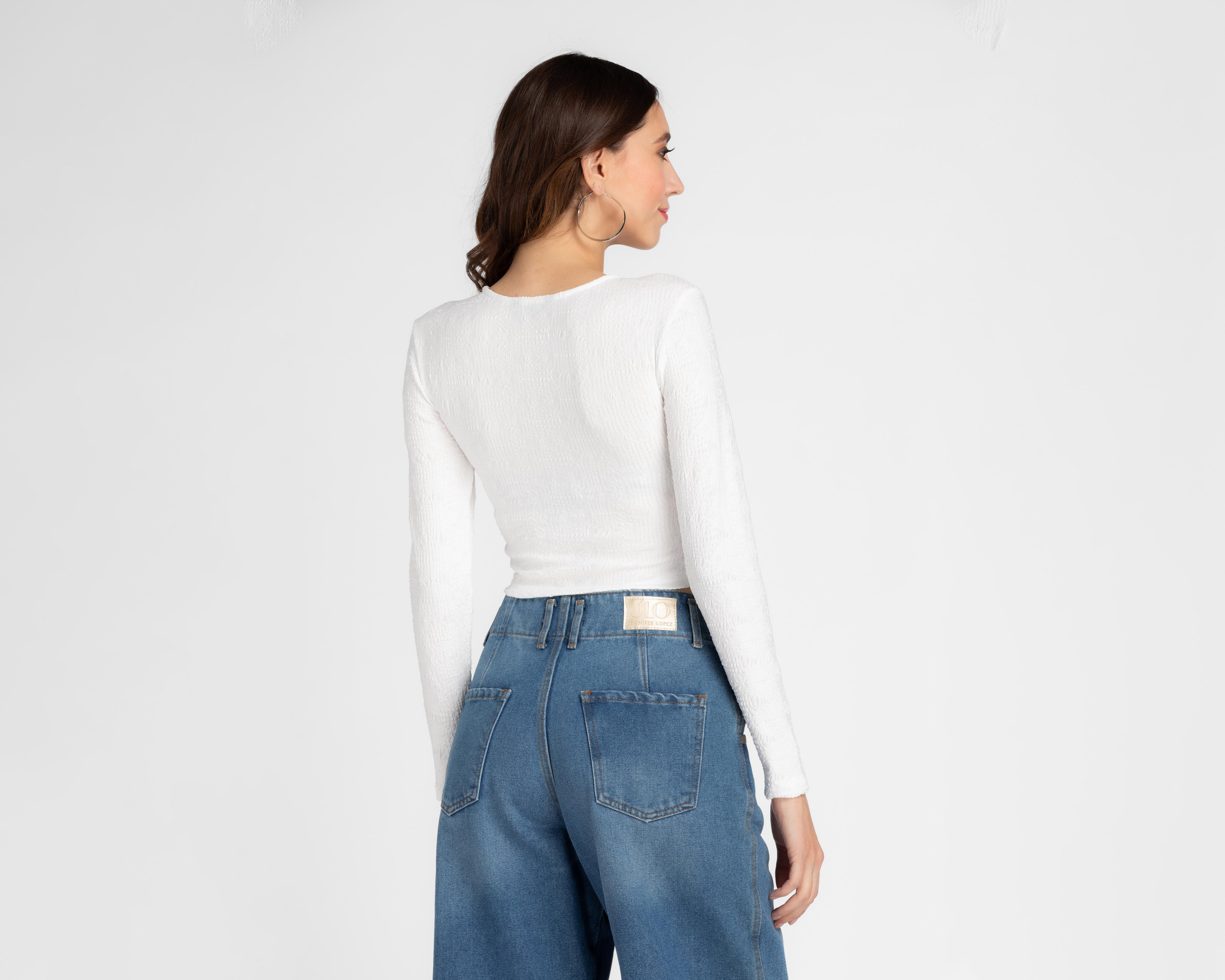 Foto 4 pulgar | Blusa Jennifer Lopez Manga Larga Corte Crop