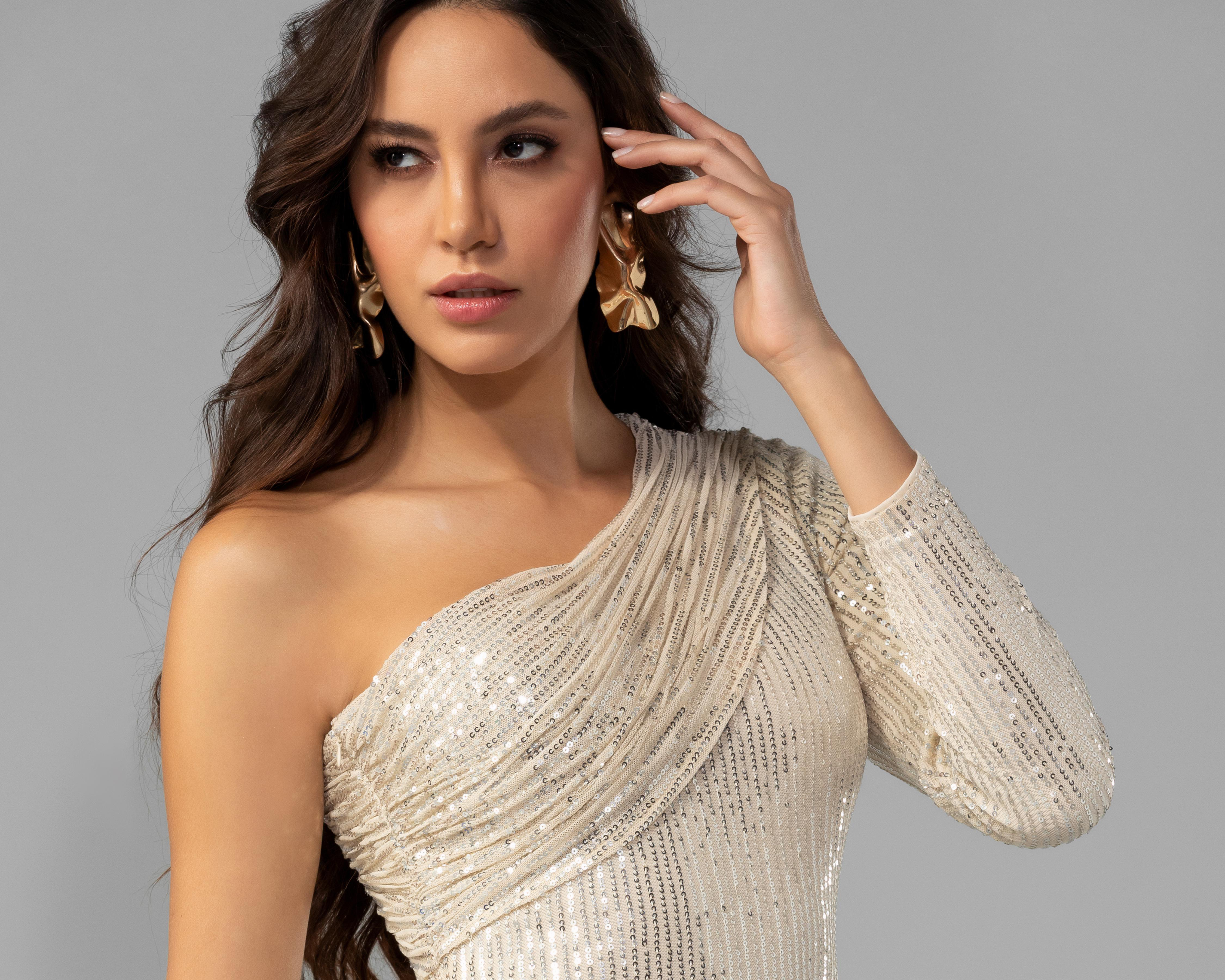 Foto 4 | Vestido Jennifer Lopez de Noche con Lentejuela
