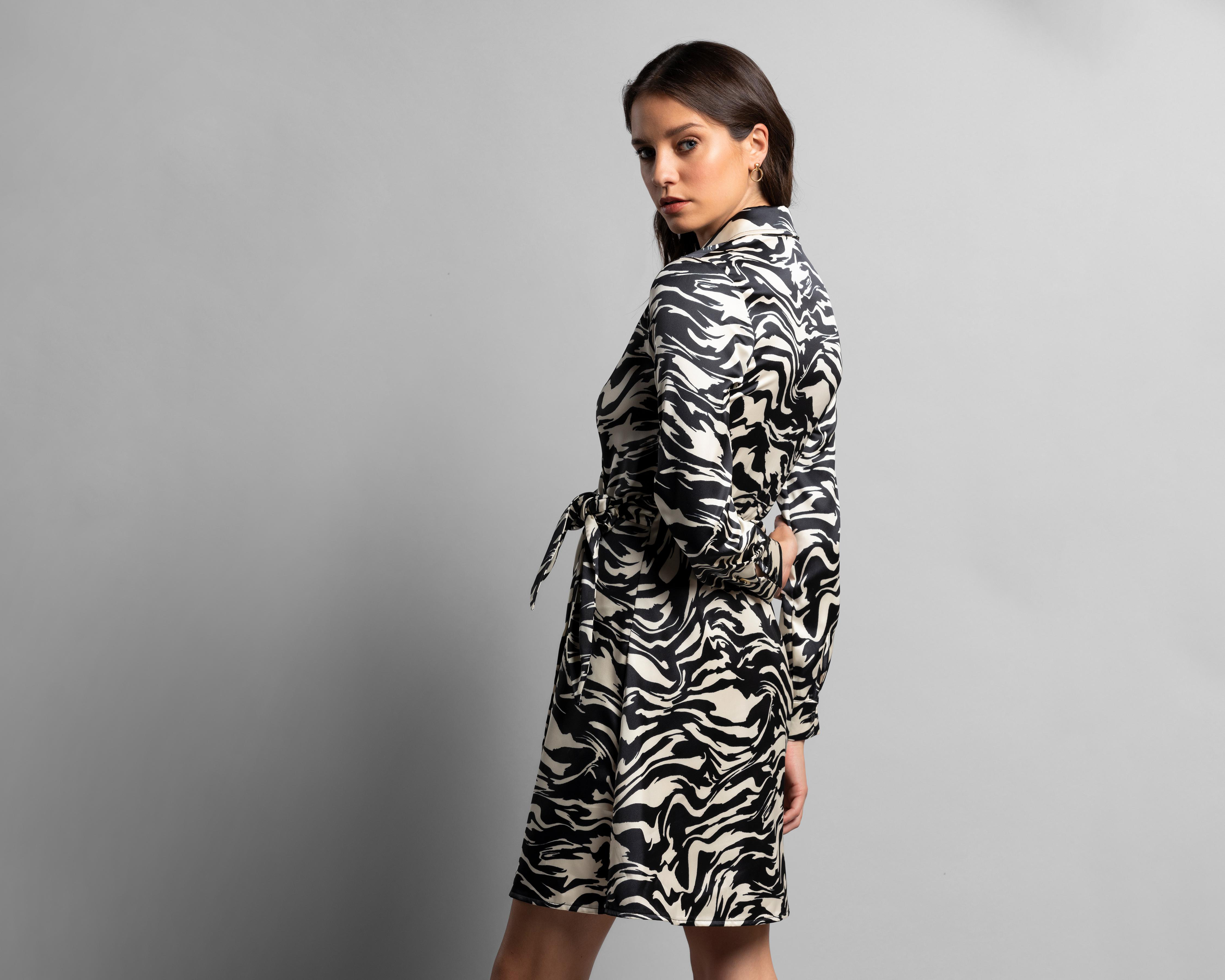 Foto 4 pulgar | Vestido Thinner Casual Corto con Print de Cebra