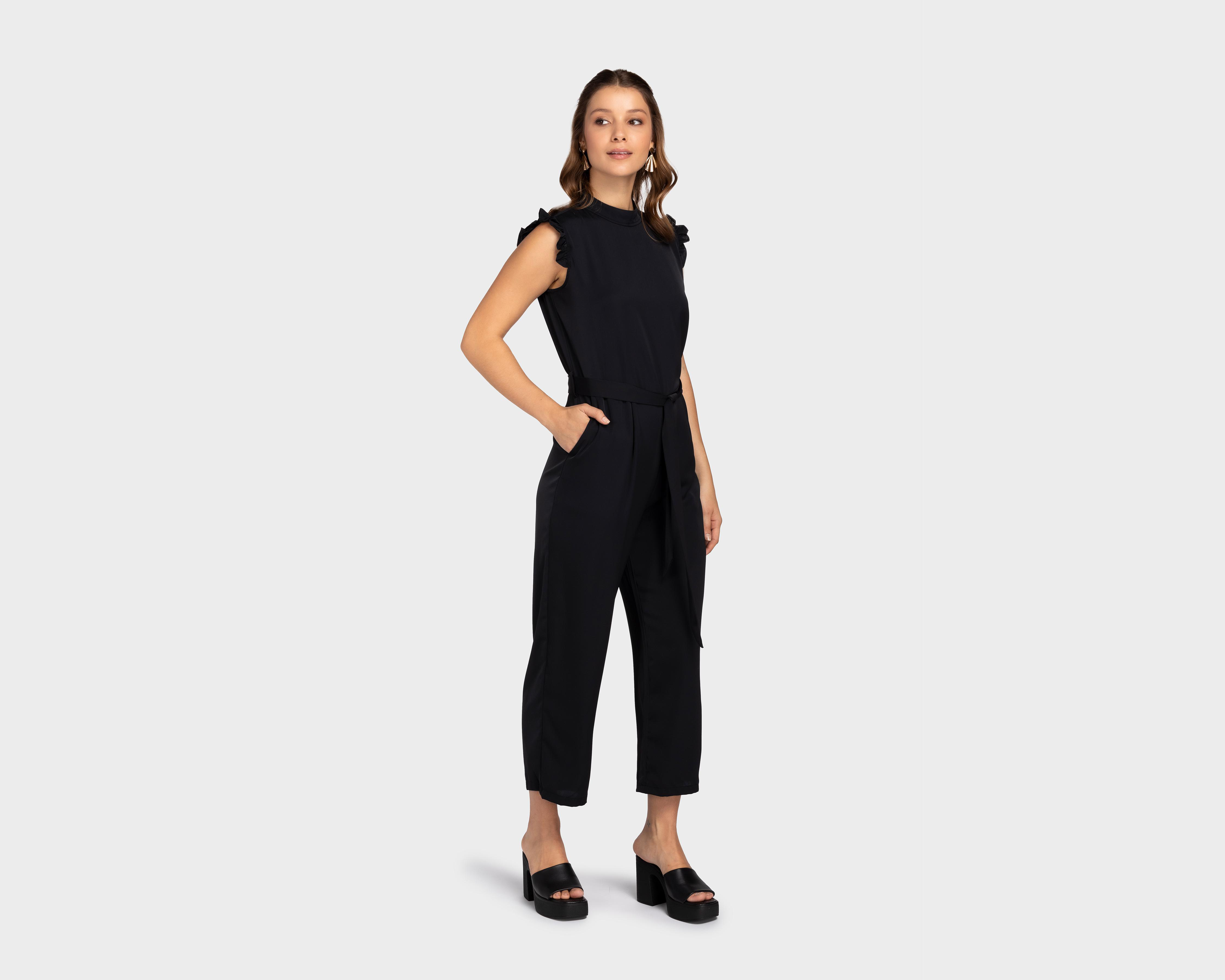 Foto 2 pulgar | Jumper Sahara Casual Negro con Cintura Ajustable