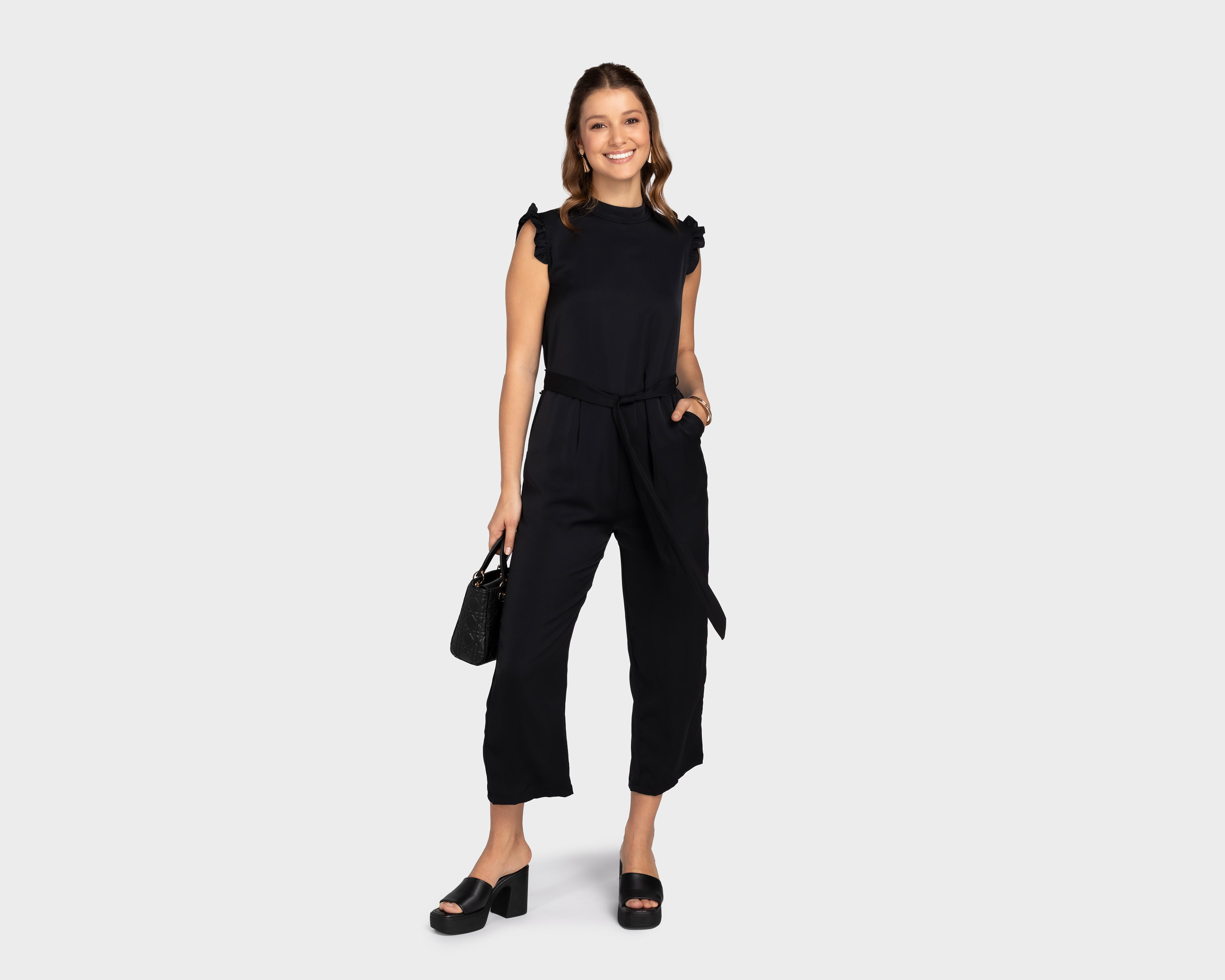 Foto 3 pulgar | Jumper Sahara Casual Negro con Cintura Ajustable