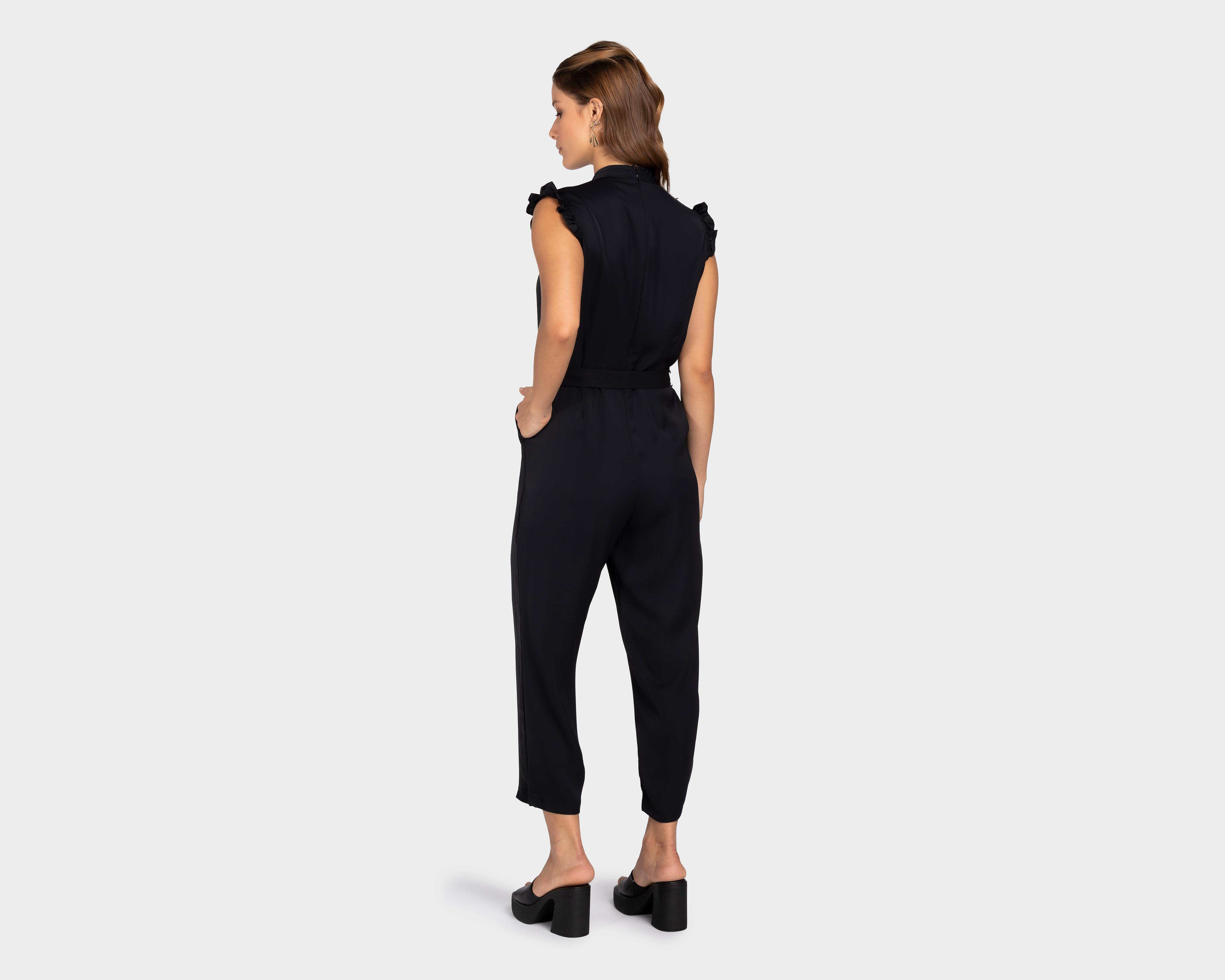 Foto 4 pulgar | Jumper Sahara Casual Negro con Cintura Ajustable
