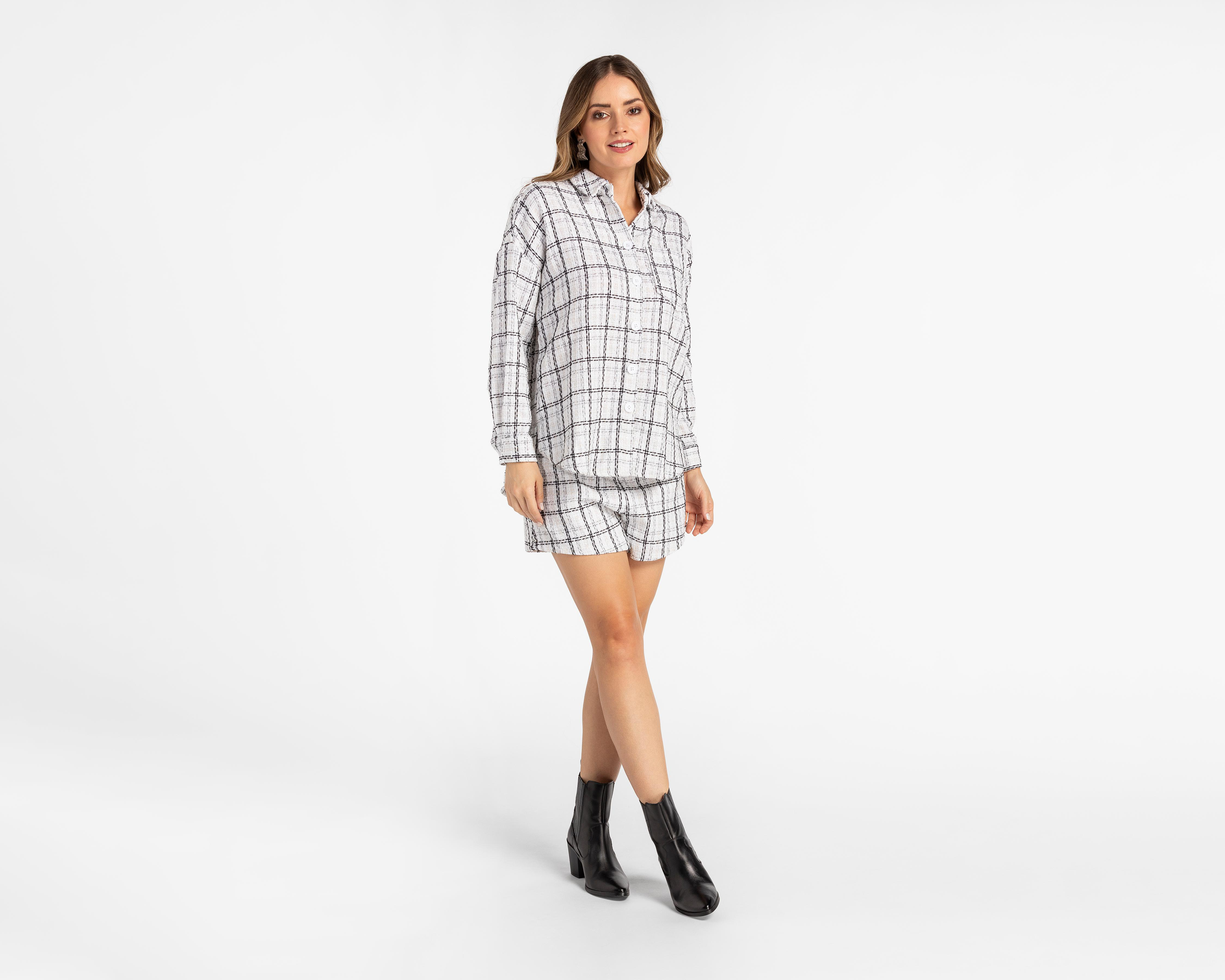 Blusa con Short Sahara Manga Larga con Botones