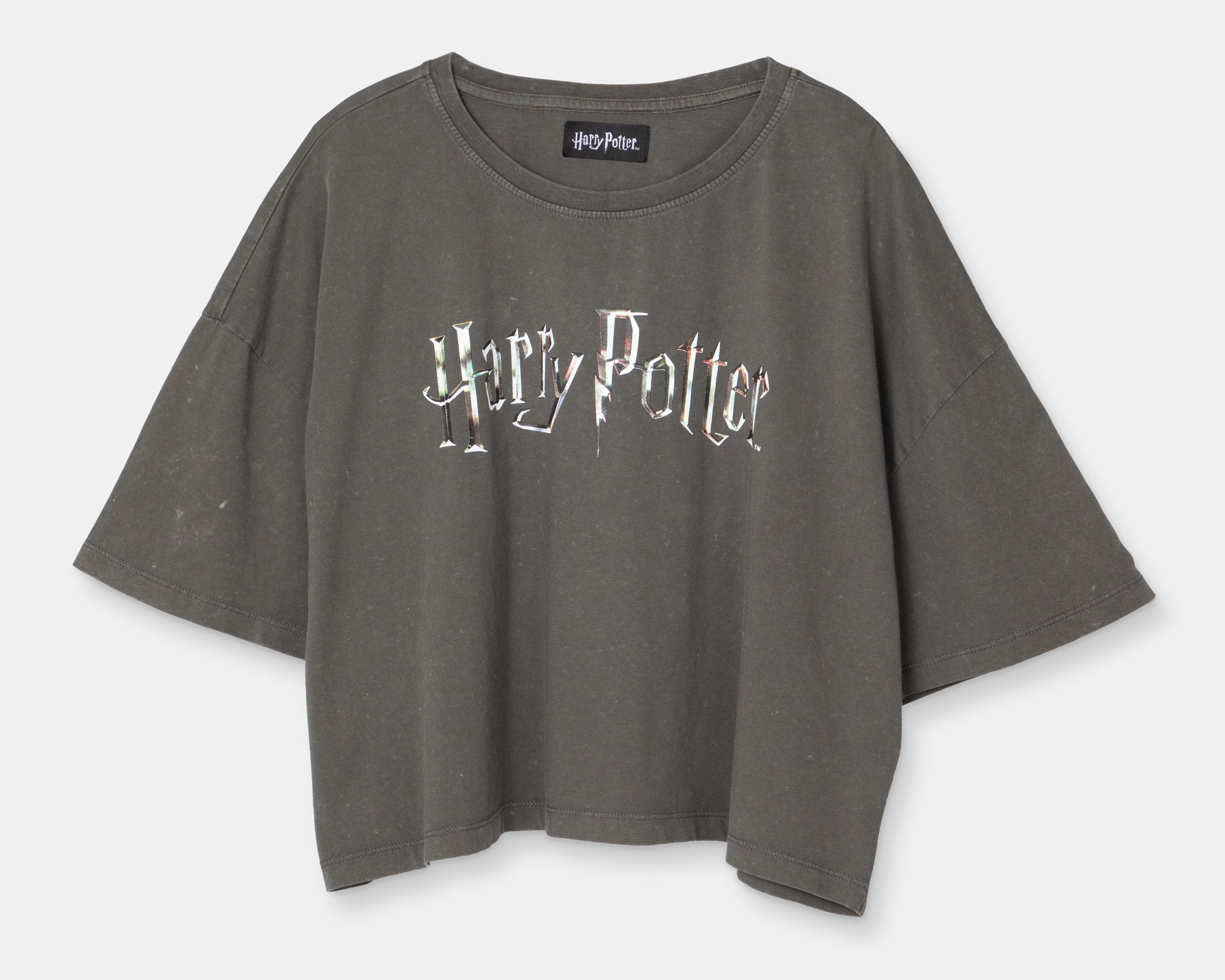 Foto 2 pulgar | Crop Top Harry Potter Manga Corta con Estampado