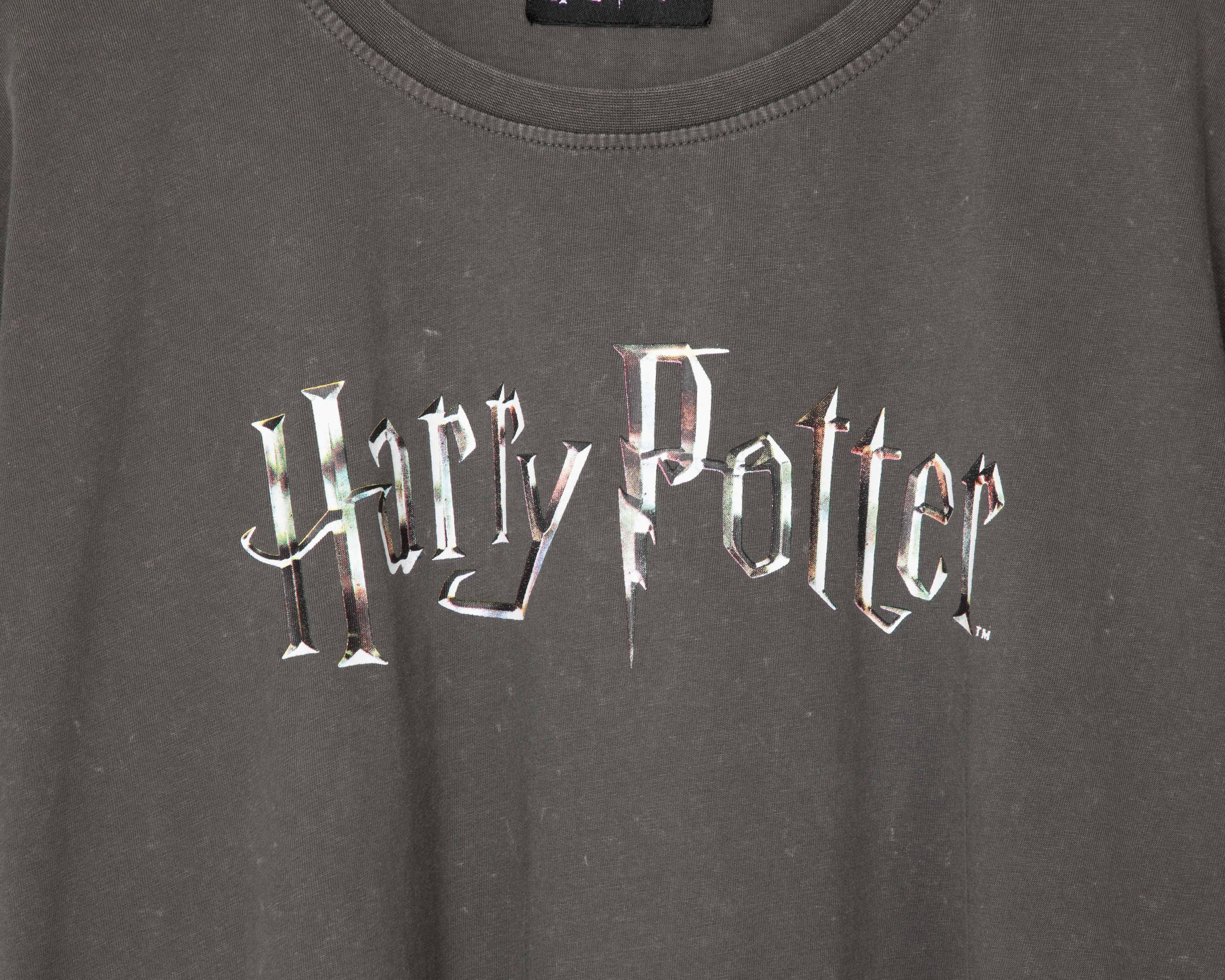 Foto 5 pulgar | Crop Top Harry Potter Manga Corta con Estampado