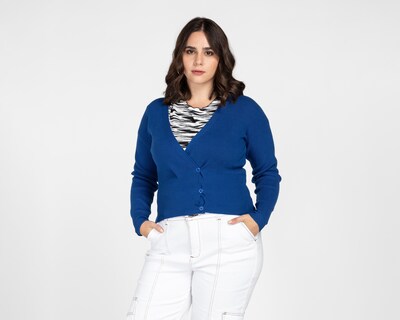 Foto 4 | Suéter Sahara Azul con Botones