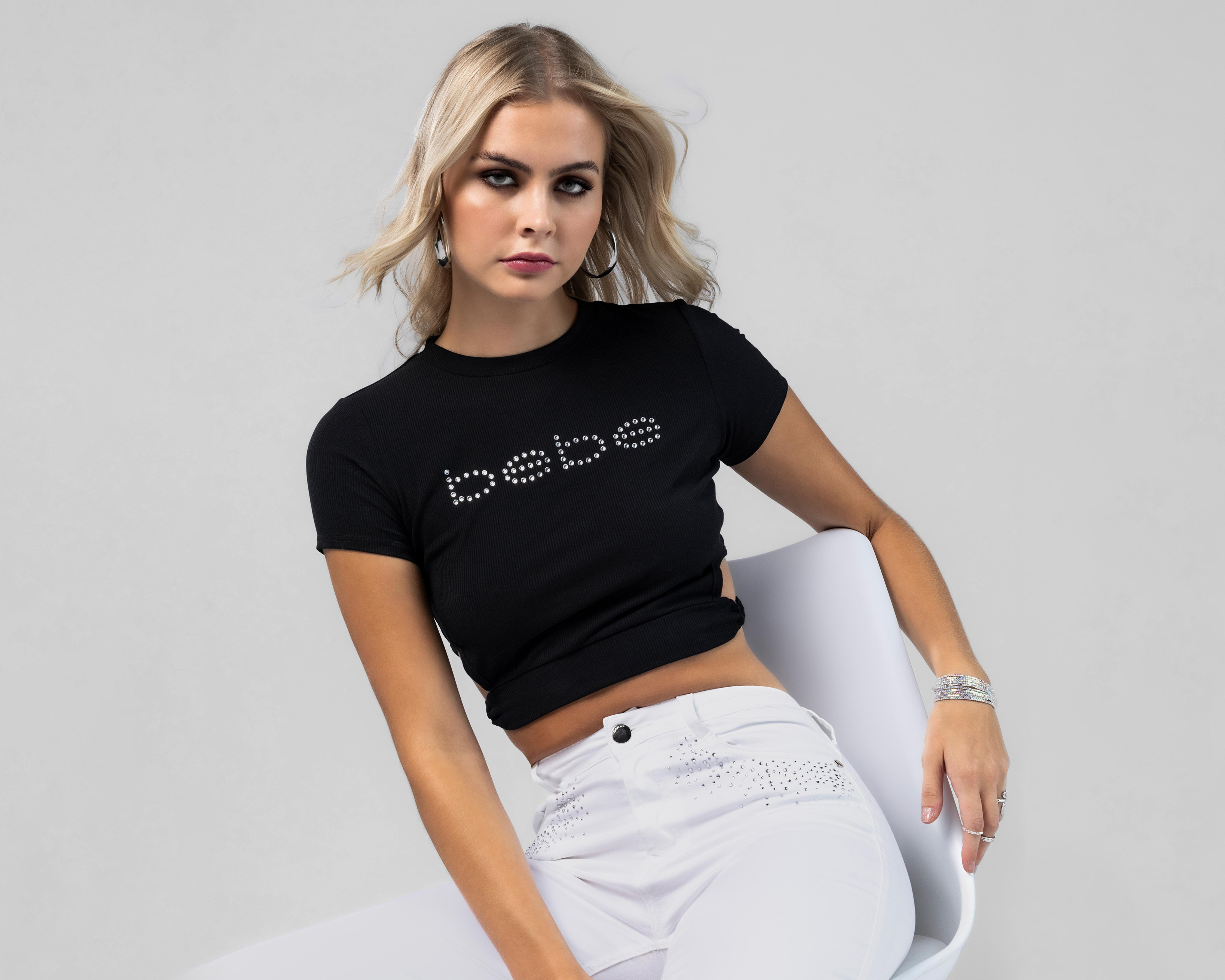 Foto 1 | Playera Bebe Manga Corta con Pedrería