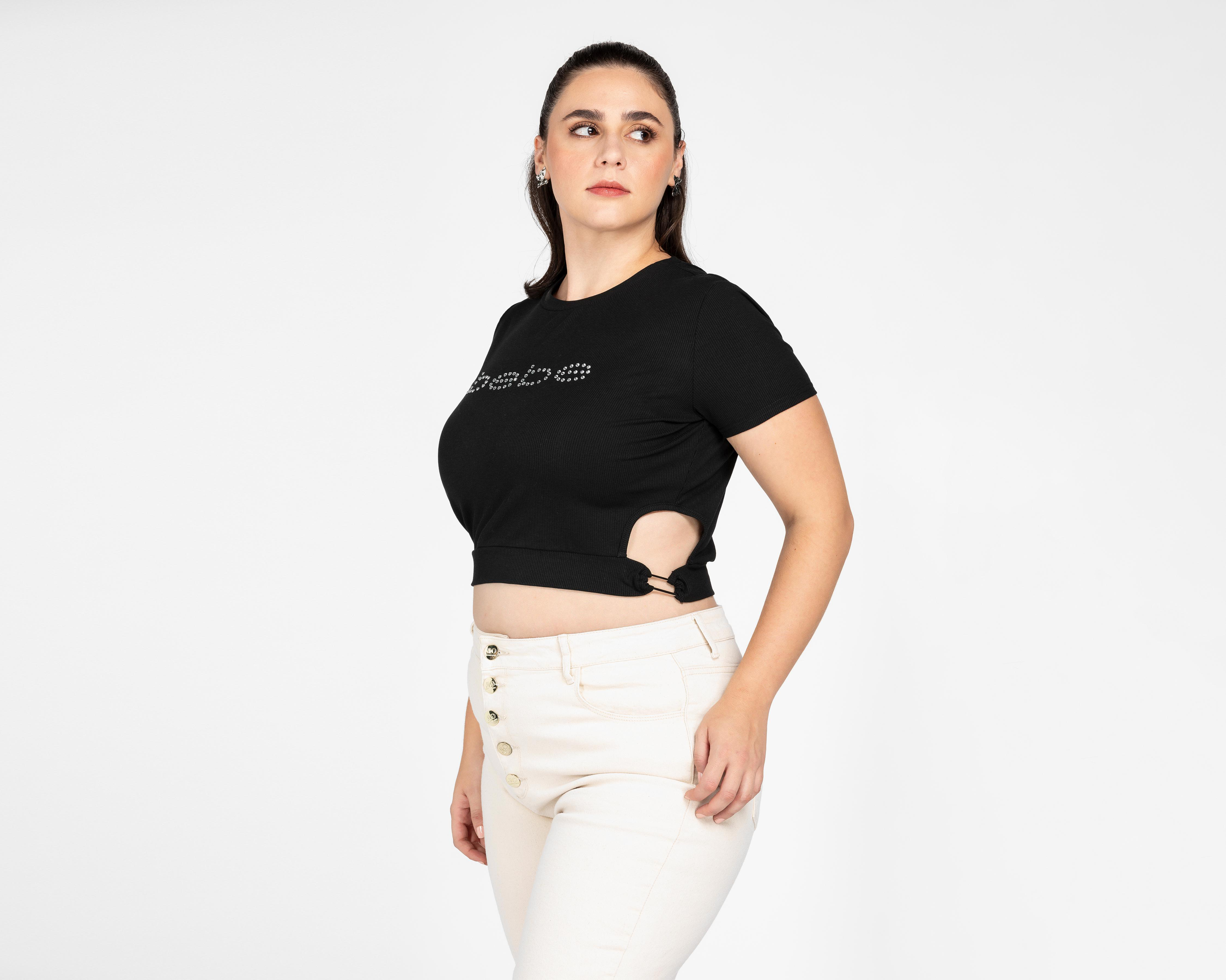 Foto 5 pulgar | Playera Bebe Manga Corta con Pedrería