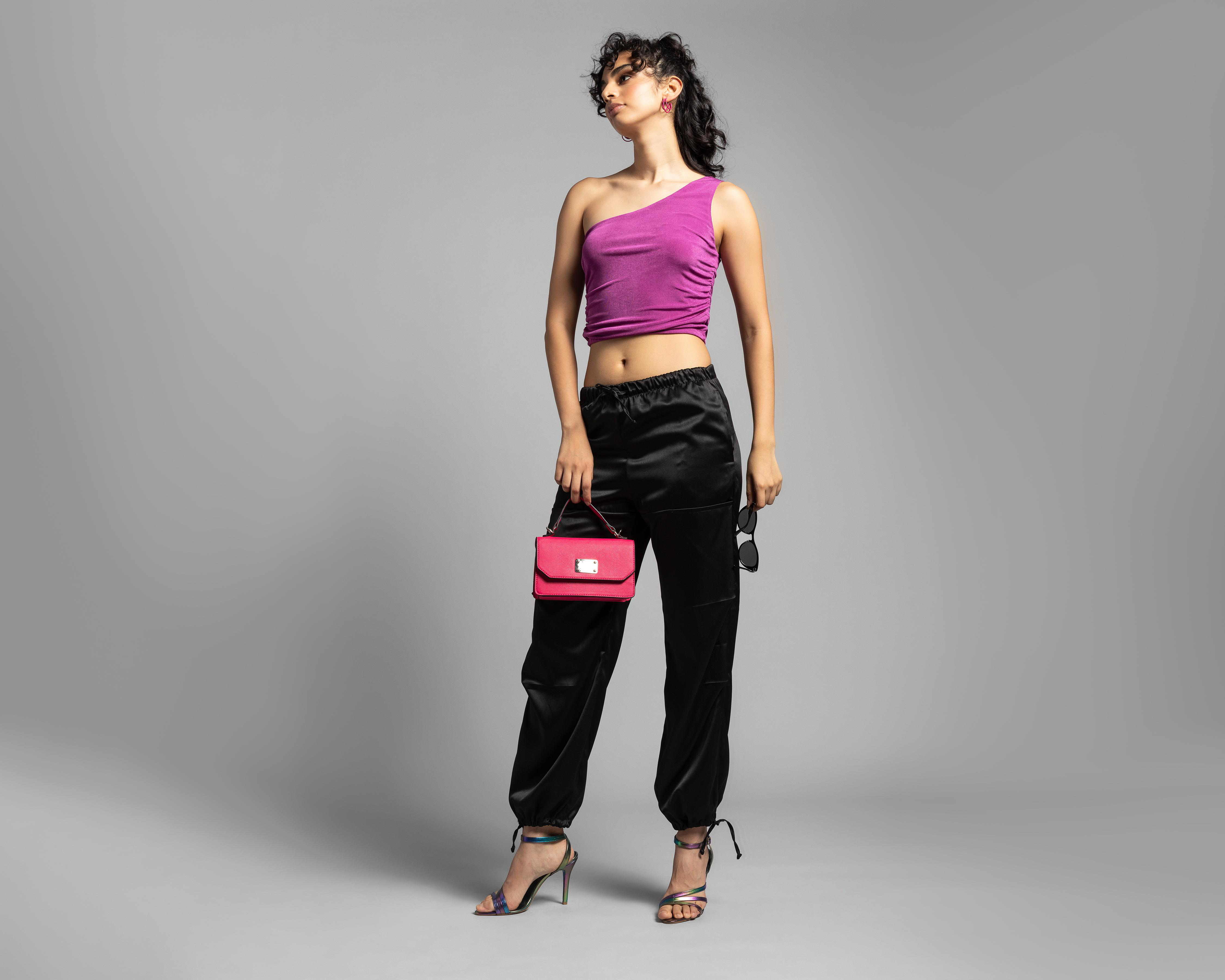 Foto 2 | Crop Top Thinner Rosa Fucsia Hombro Descubierto