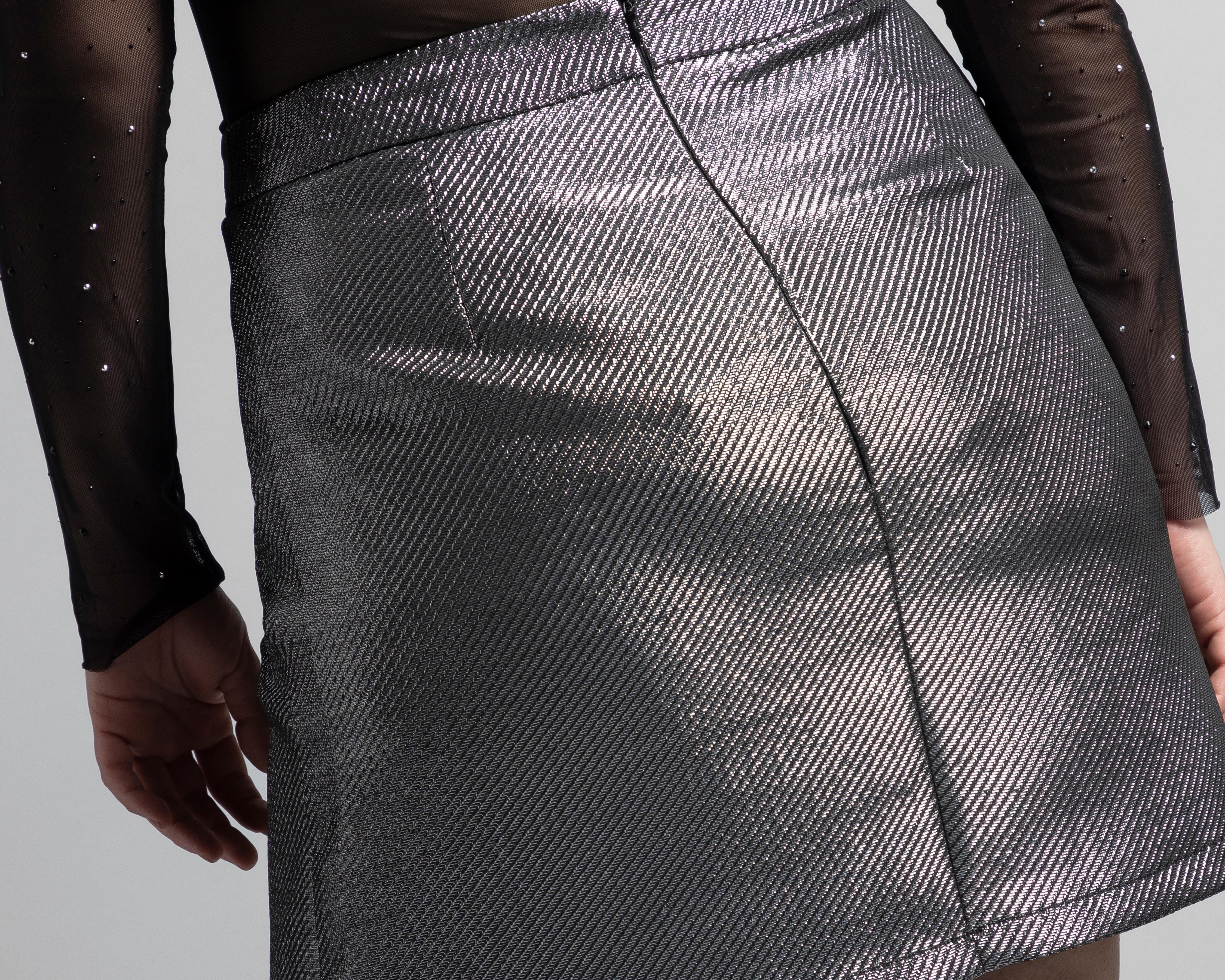 Foto 5 | Falda Corta Thinner Plateada
