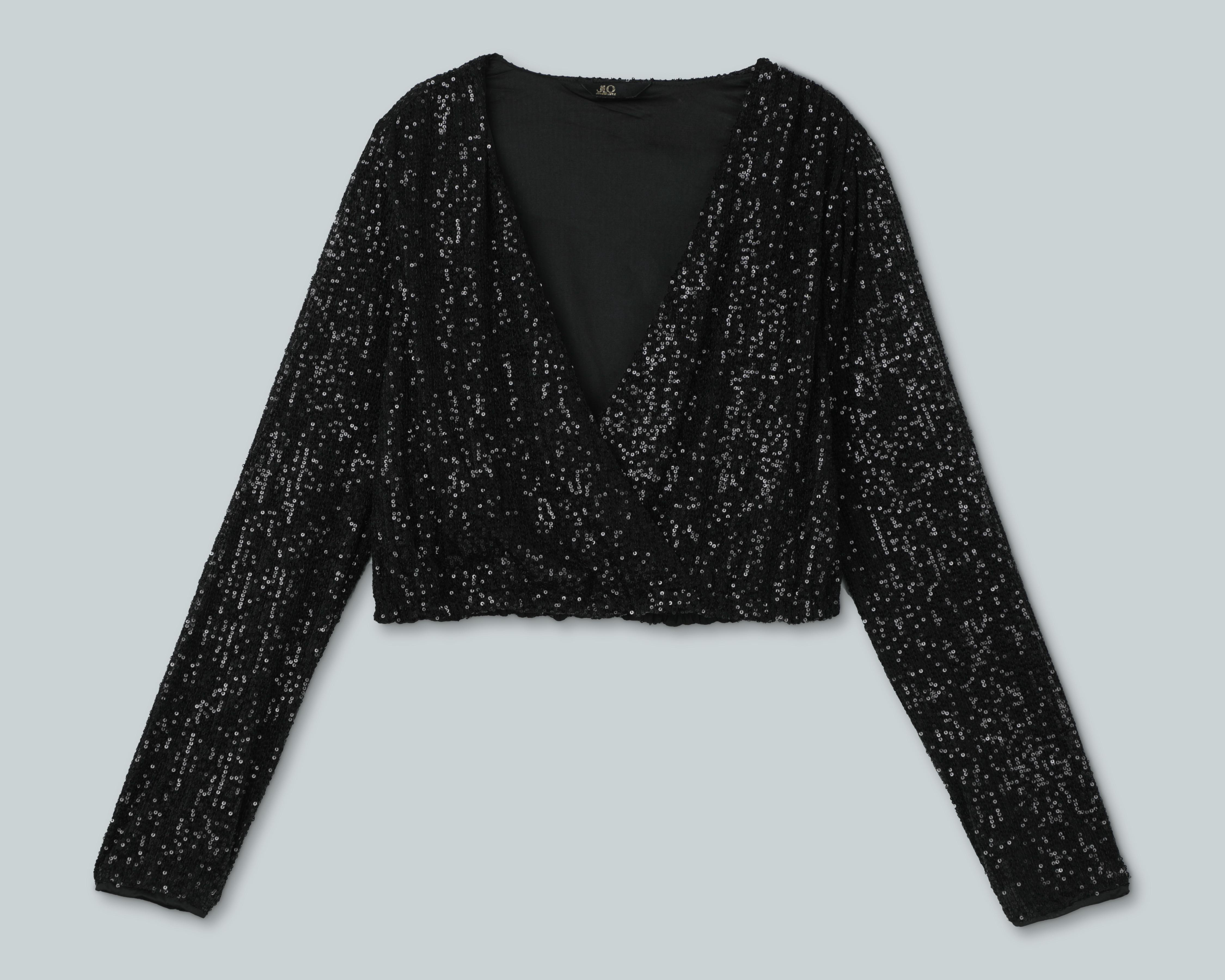Foto 6 pulgar | Blusa Jennifer Lopez Manga Larga con Lentejuela