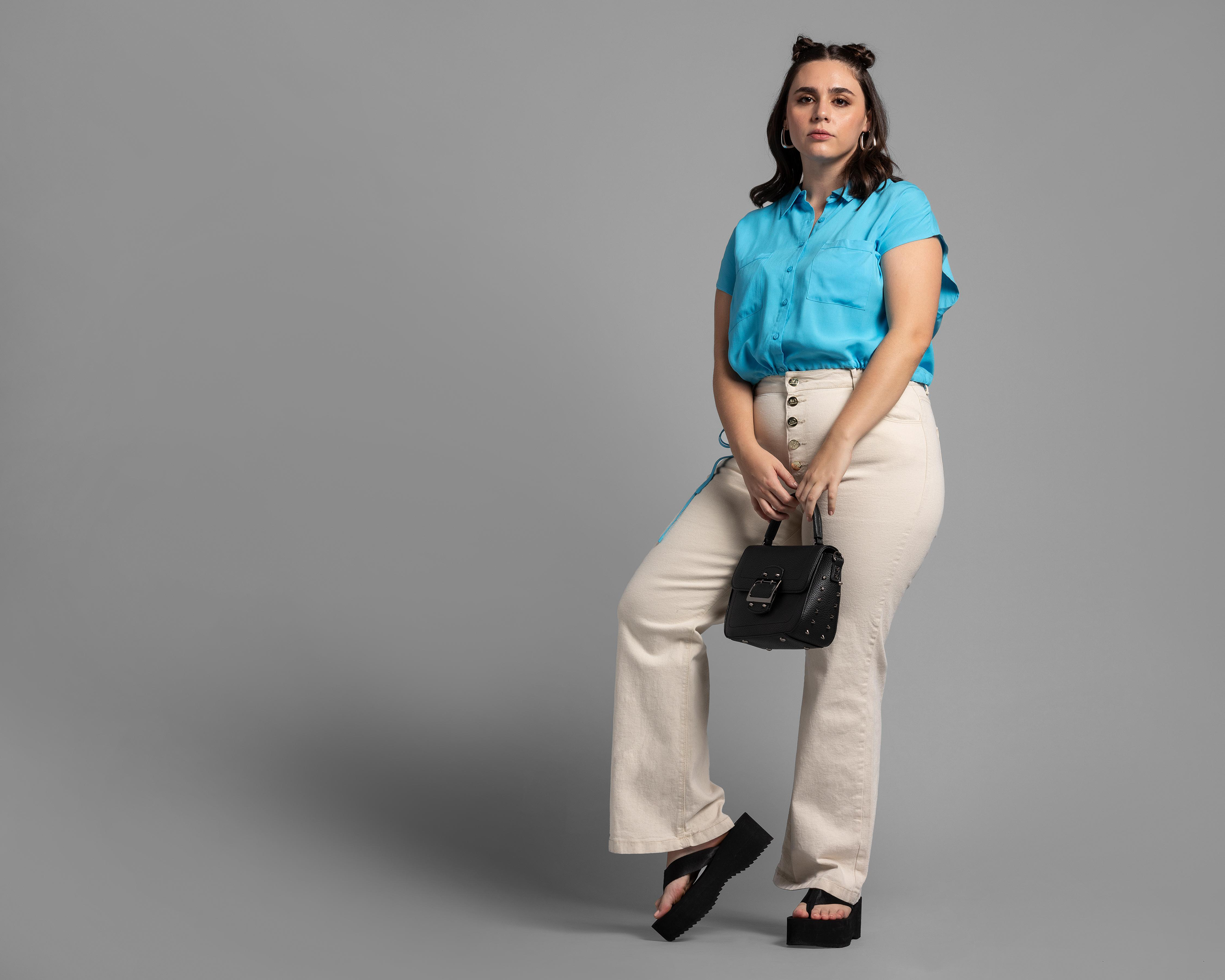Foto 6 pulgar | Blusa Thinner Azul con Jareta