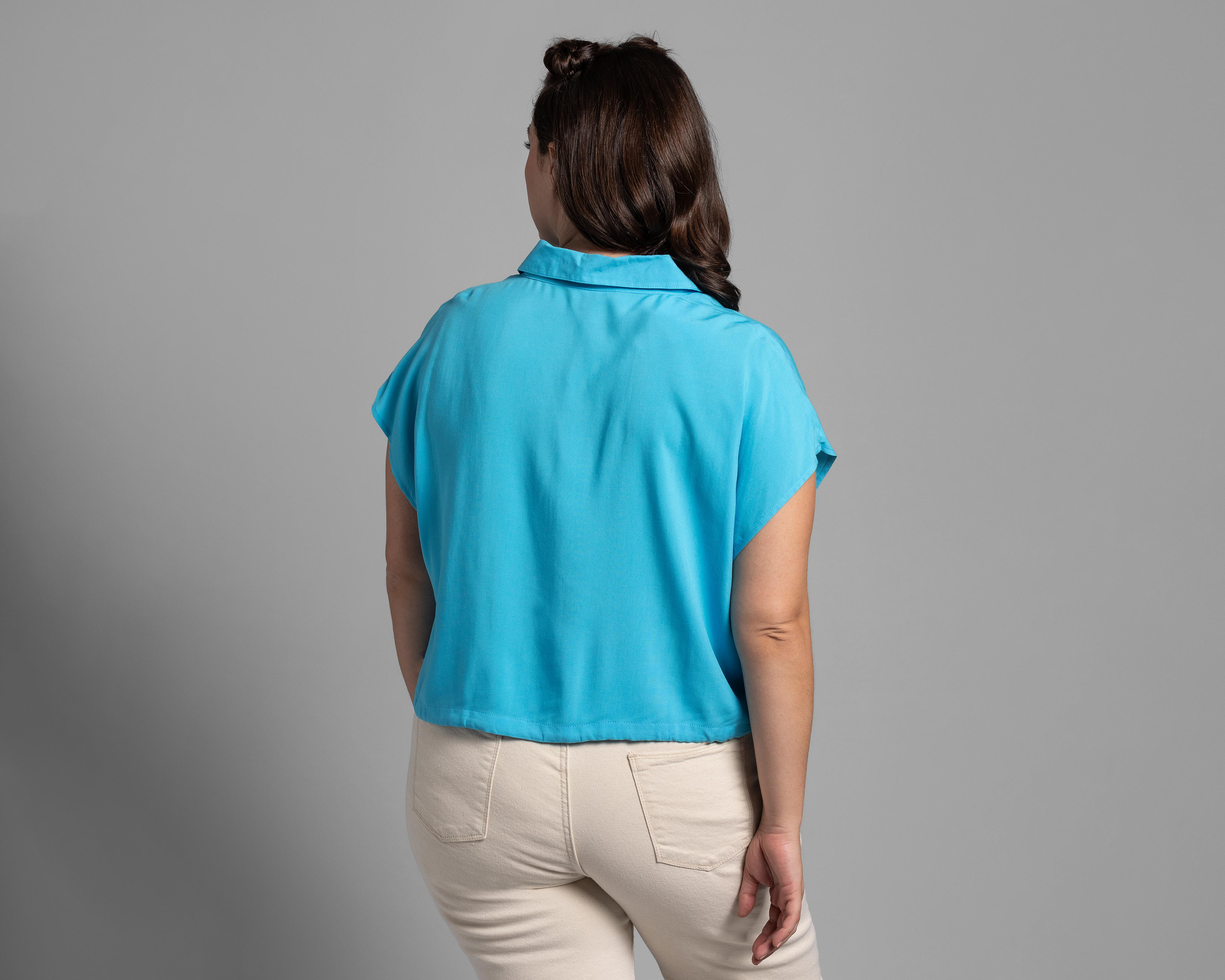 Foto 7 pulgar | Blusa Thinner Azul con Jareta