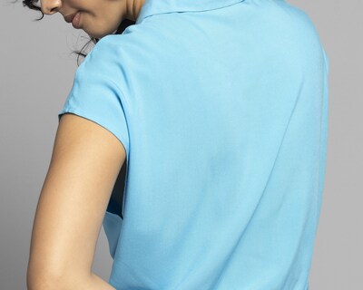 Foto 8 | Blusa Thinner Azul con Jareta