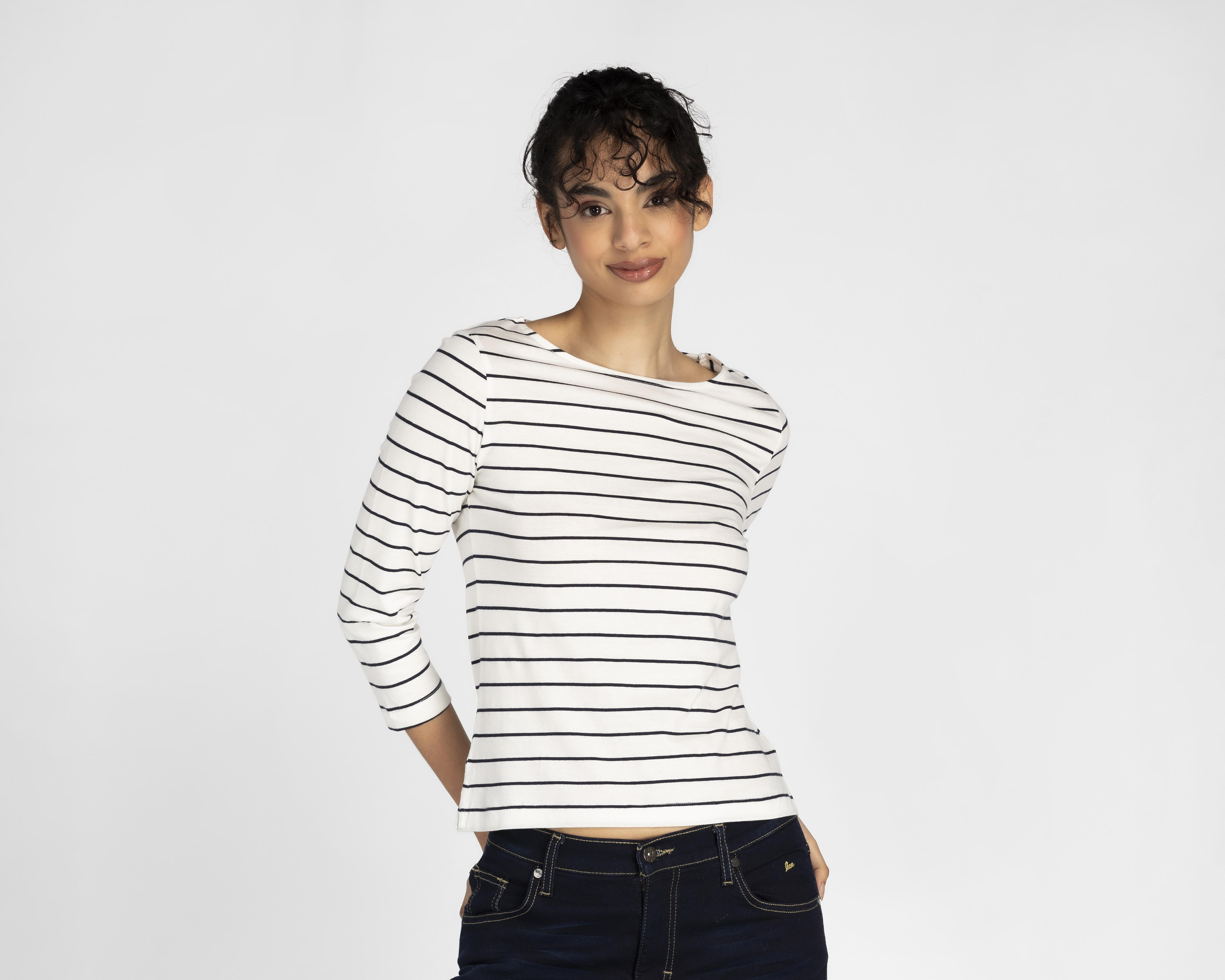 Foto 1 | Blusa Refill Manga 3/4 a Rayas