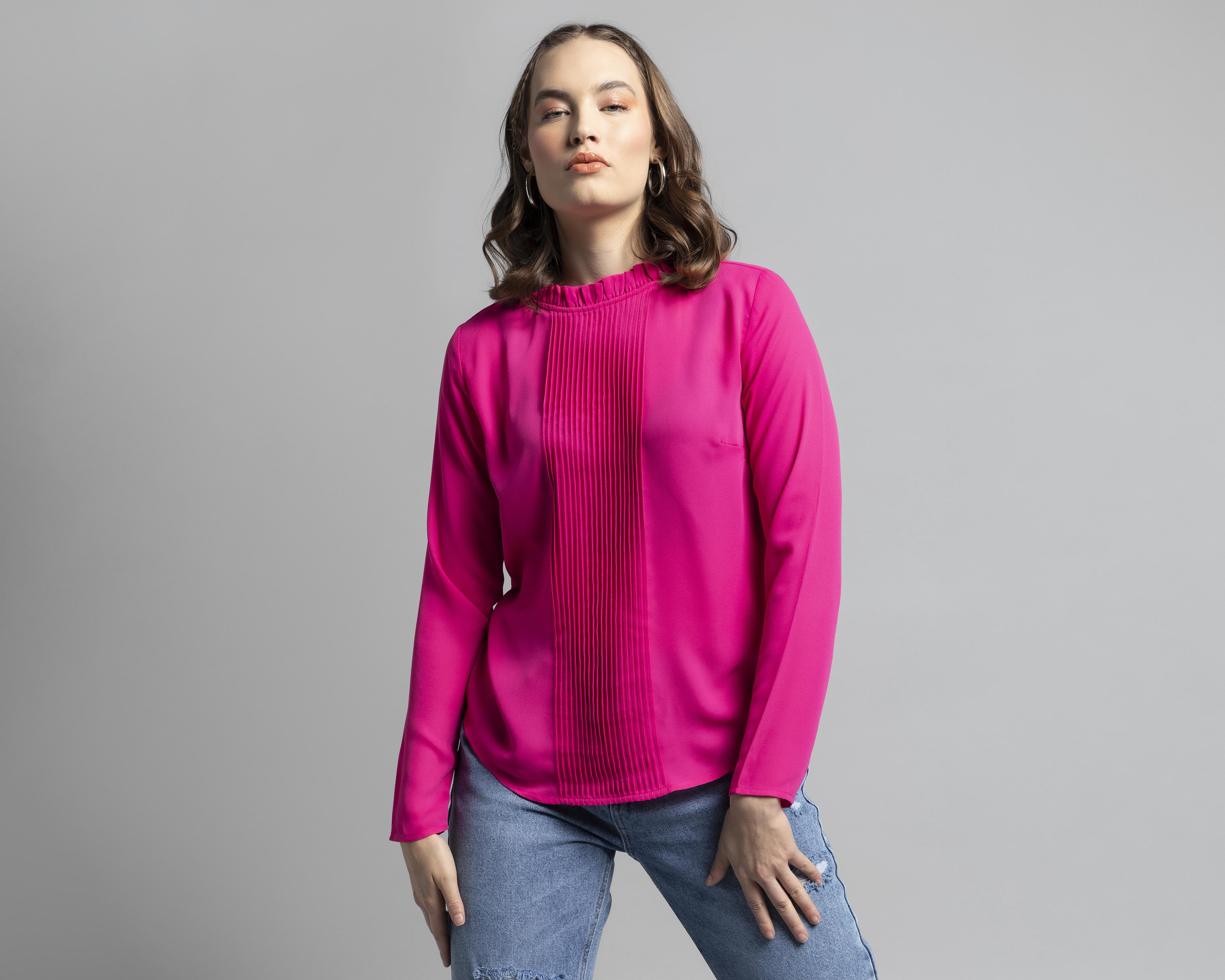 Foto 1 | Blusa Thinner Rosa con Manga Larga