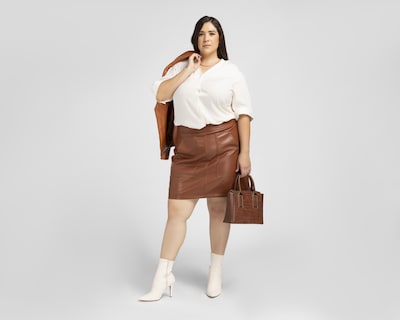Foto 5 | Falda Corta Sahara Café con Bolsas