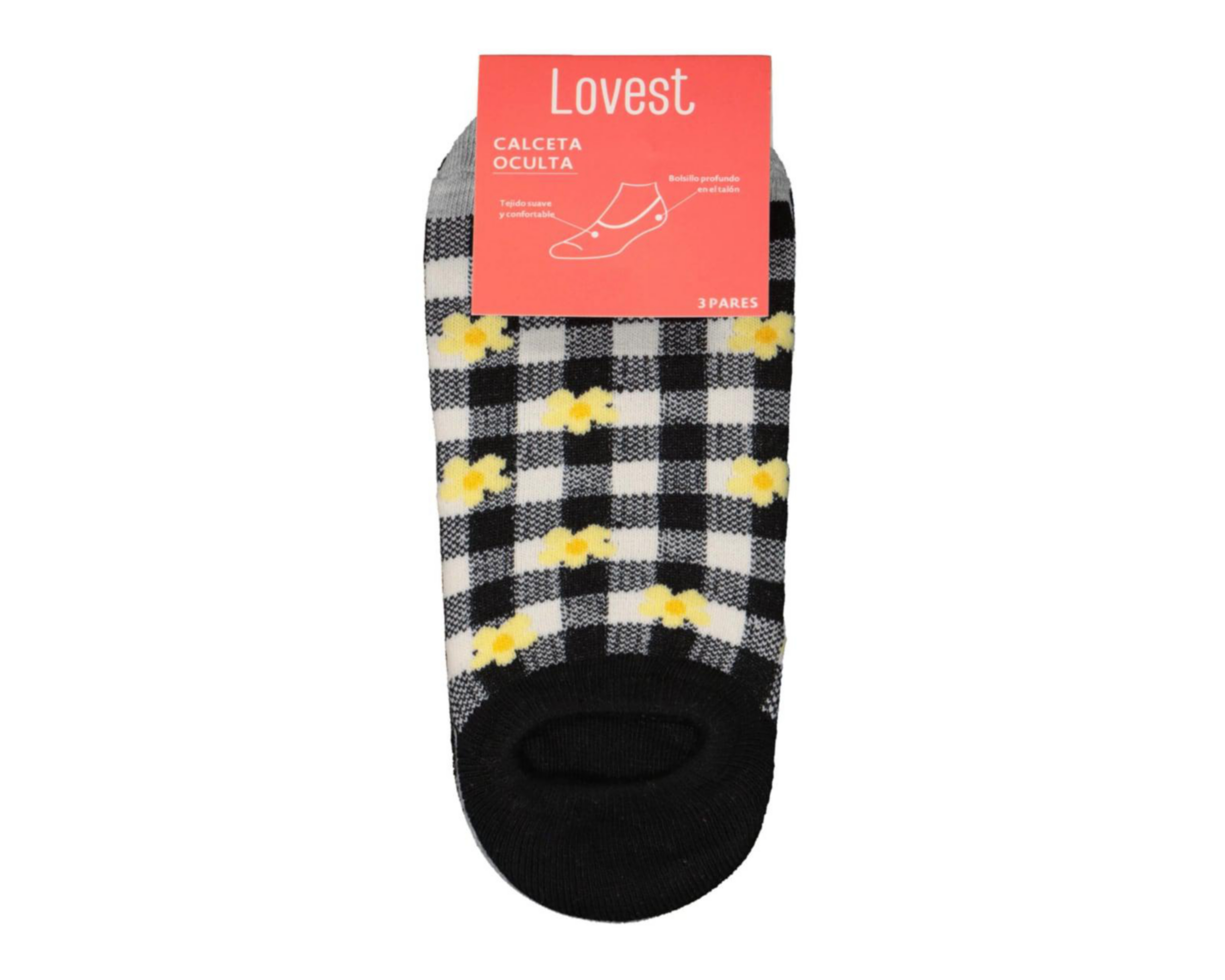 Foto 3 | Calcetas Invisibles Lovest para Mujer 3 Pares
