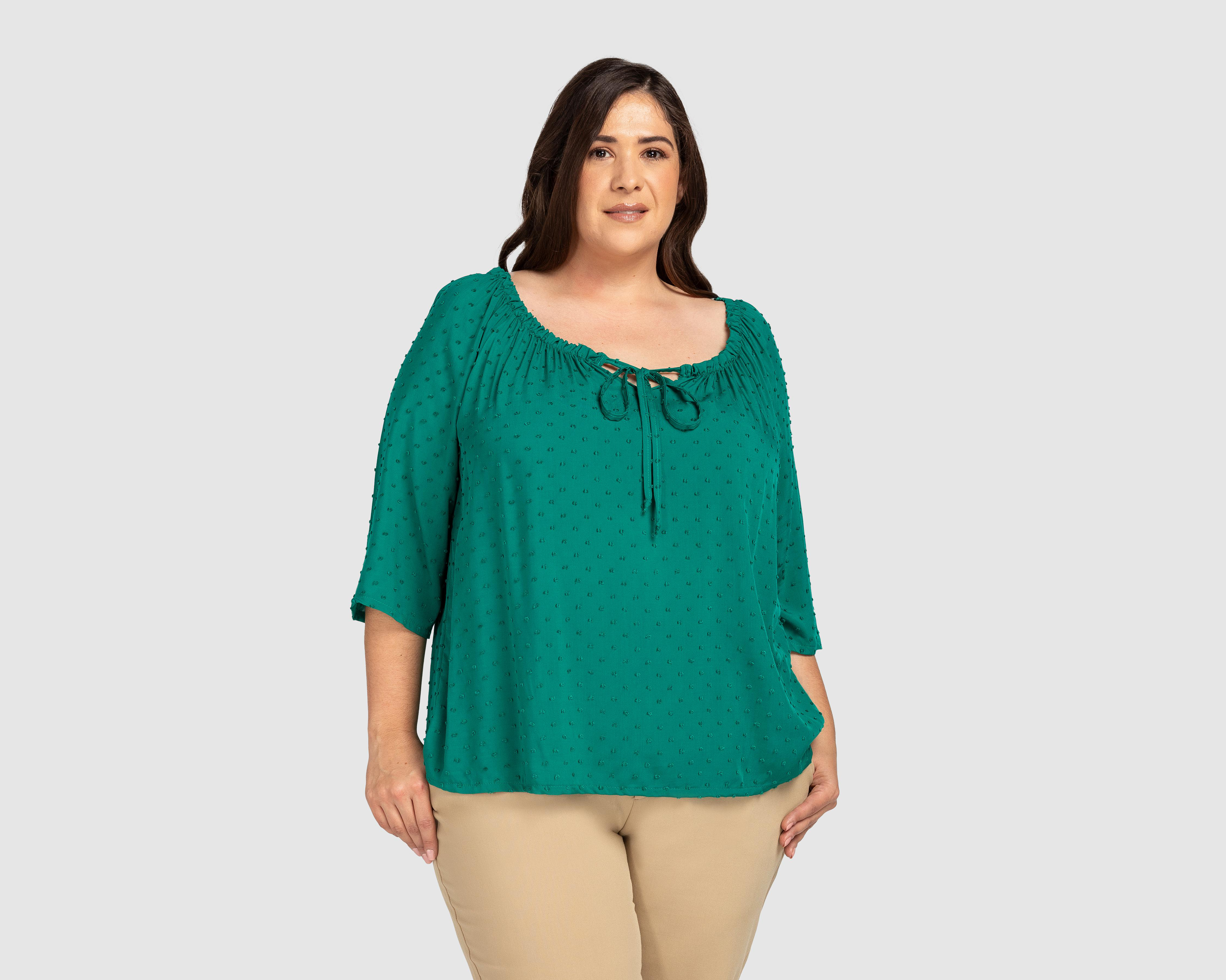Blusa Lady Sun Manga 3/4 Verde con Jareta