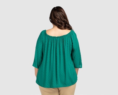 Foto 3 | Blusa Lady Sun Manga 3/4 Verde con Jareta