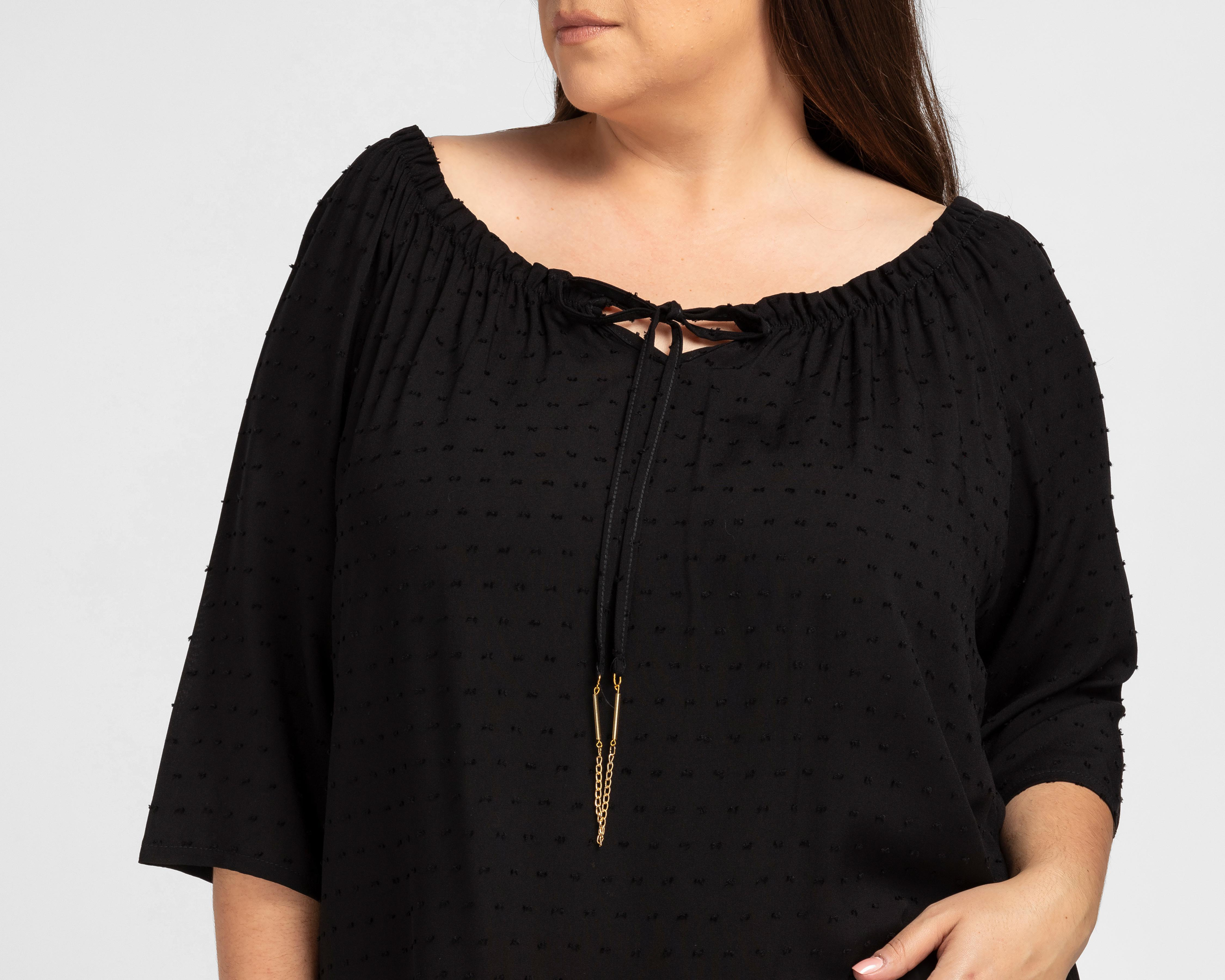 Foto 5 pulgar | Blusa Lady Sun Manga 3/4 Negra con Jareta