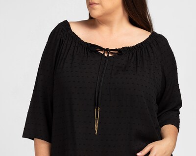 Foto 4 | Blusa Lady Sun Manga 3/4 Negra con Jareta