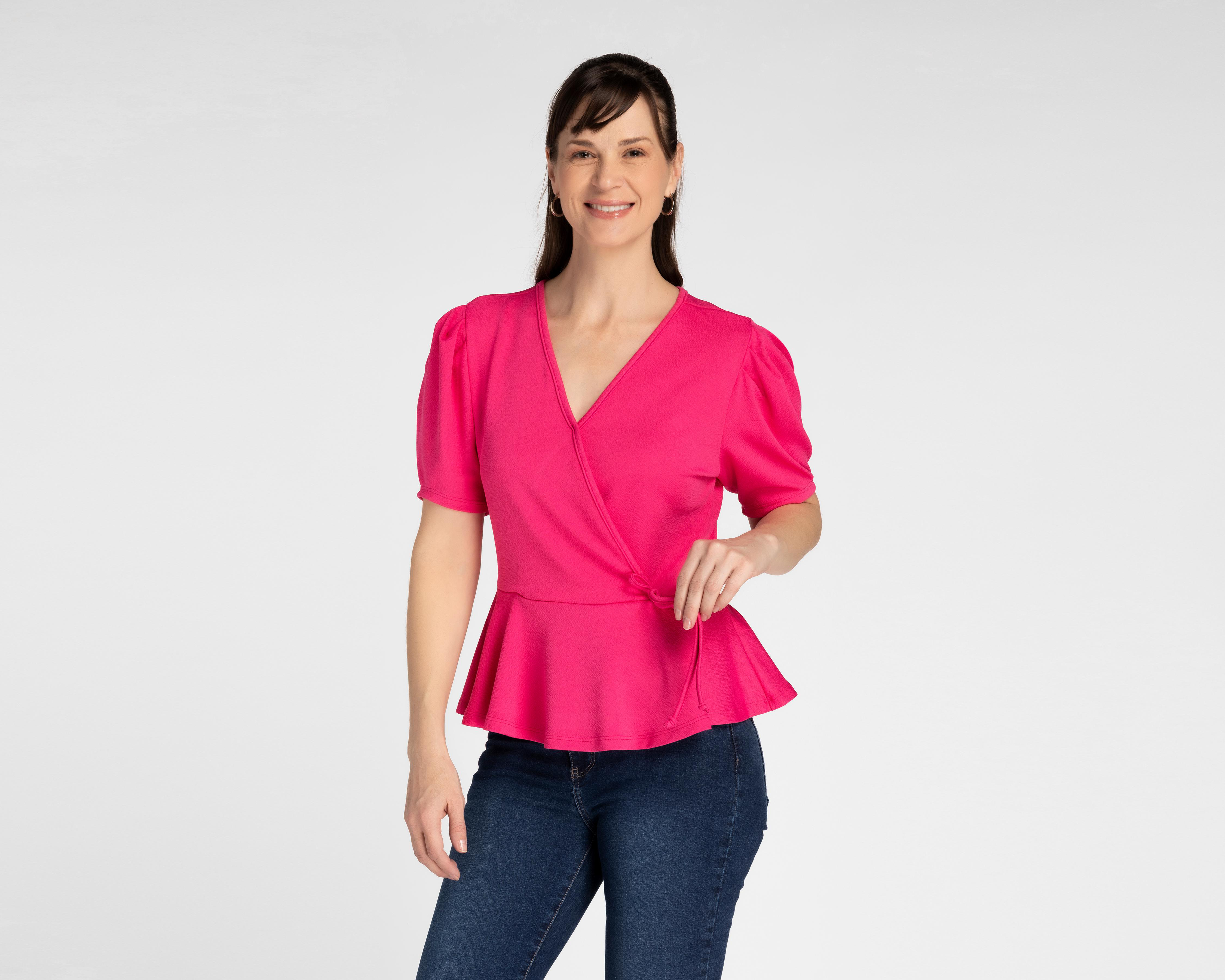 Blusa Sahara Manga Corta Rosa
