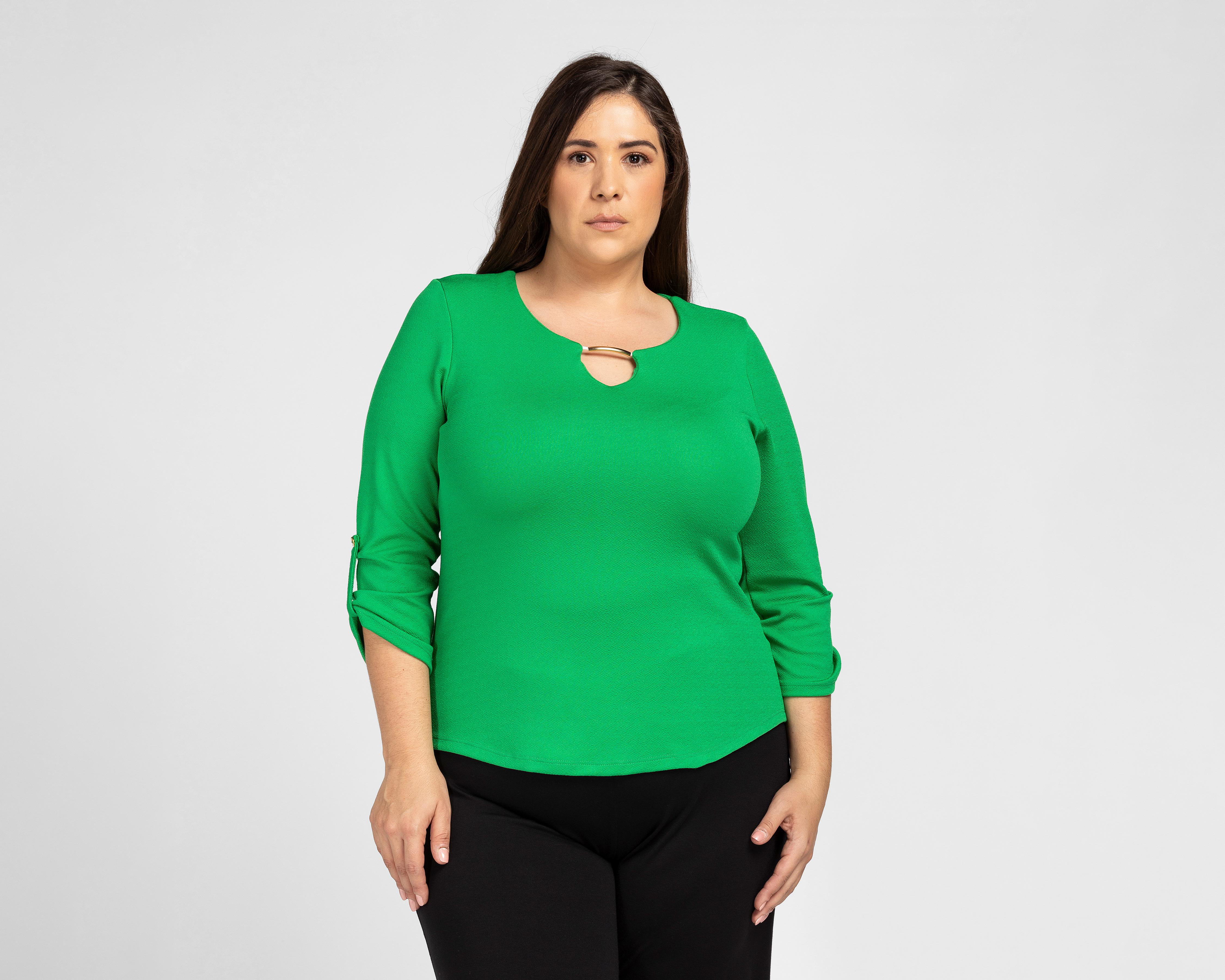 Blusa Lady Sun Manga 3/4 Verde con Elevadores