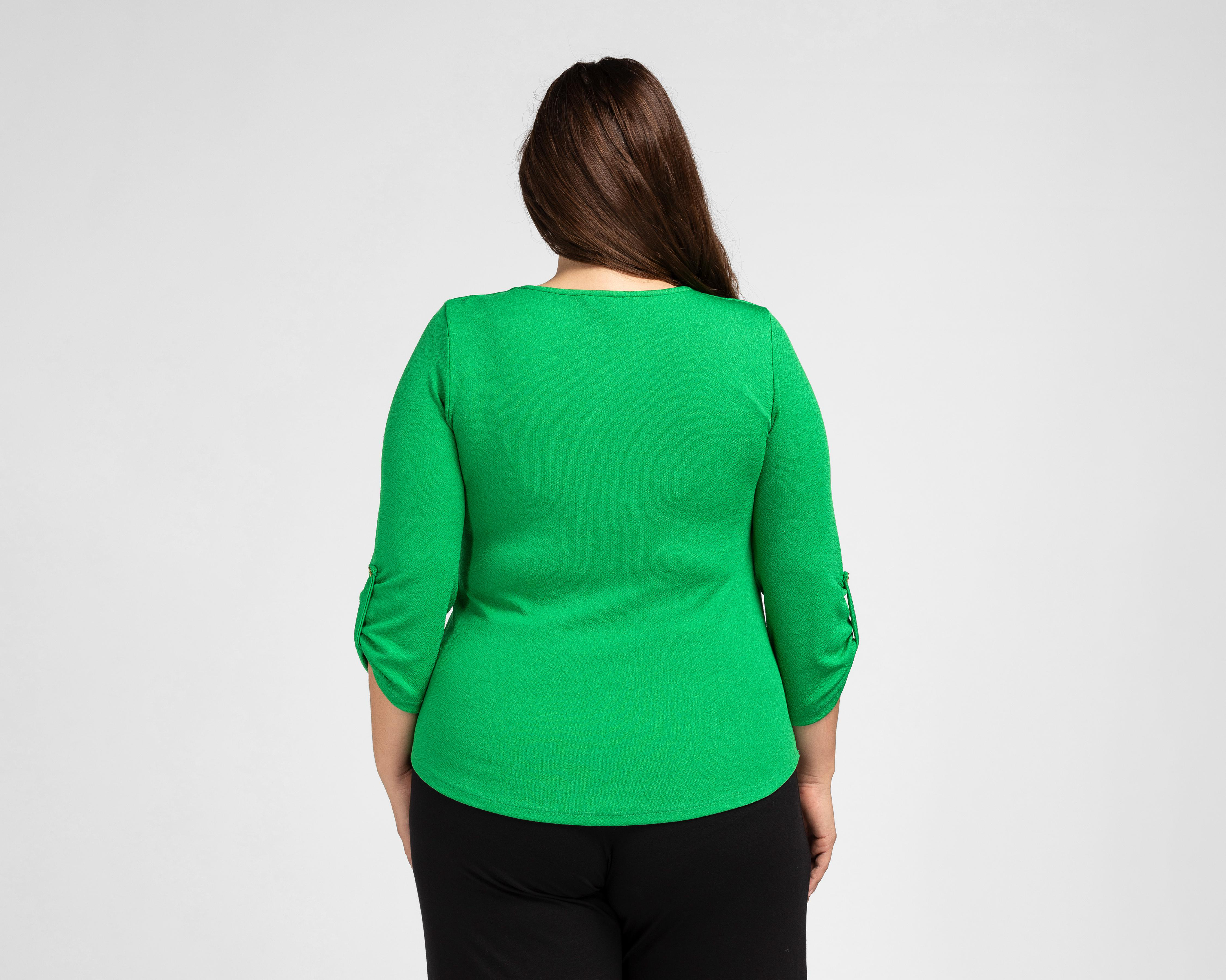 Foto 4 pulgar | Blusa Lady Sun Manga 3/4 Verde con Elevadores