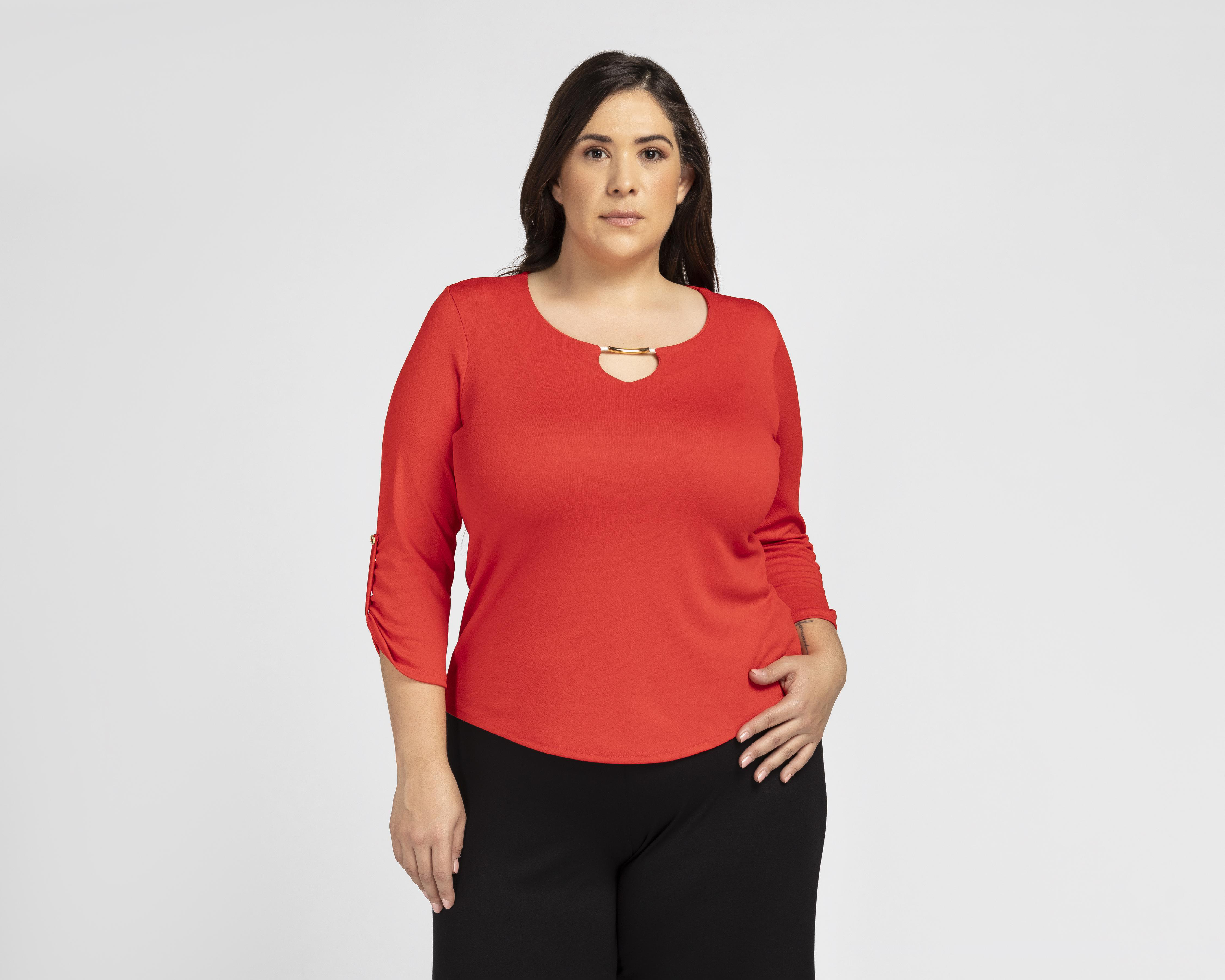 Blusa Lady Sun Manga 3/4 Roja con Elevadores $249