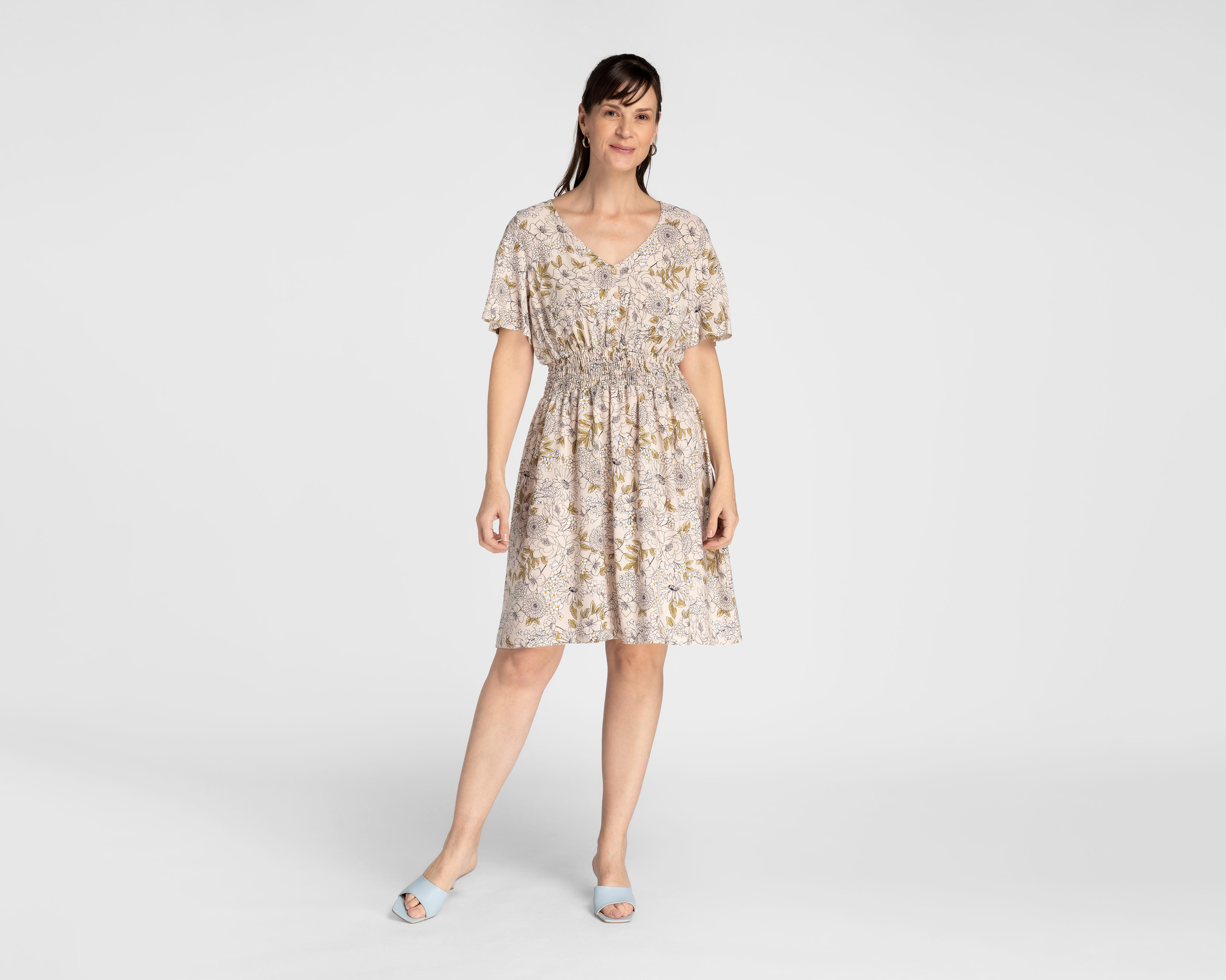 Vestido Sahara Casual Estampado con Botones