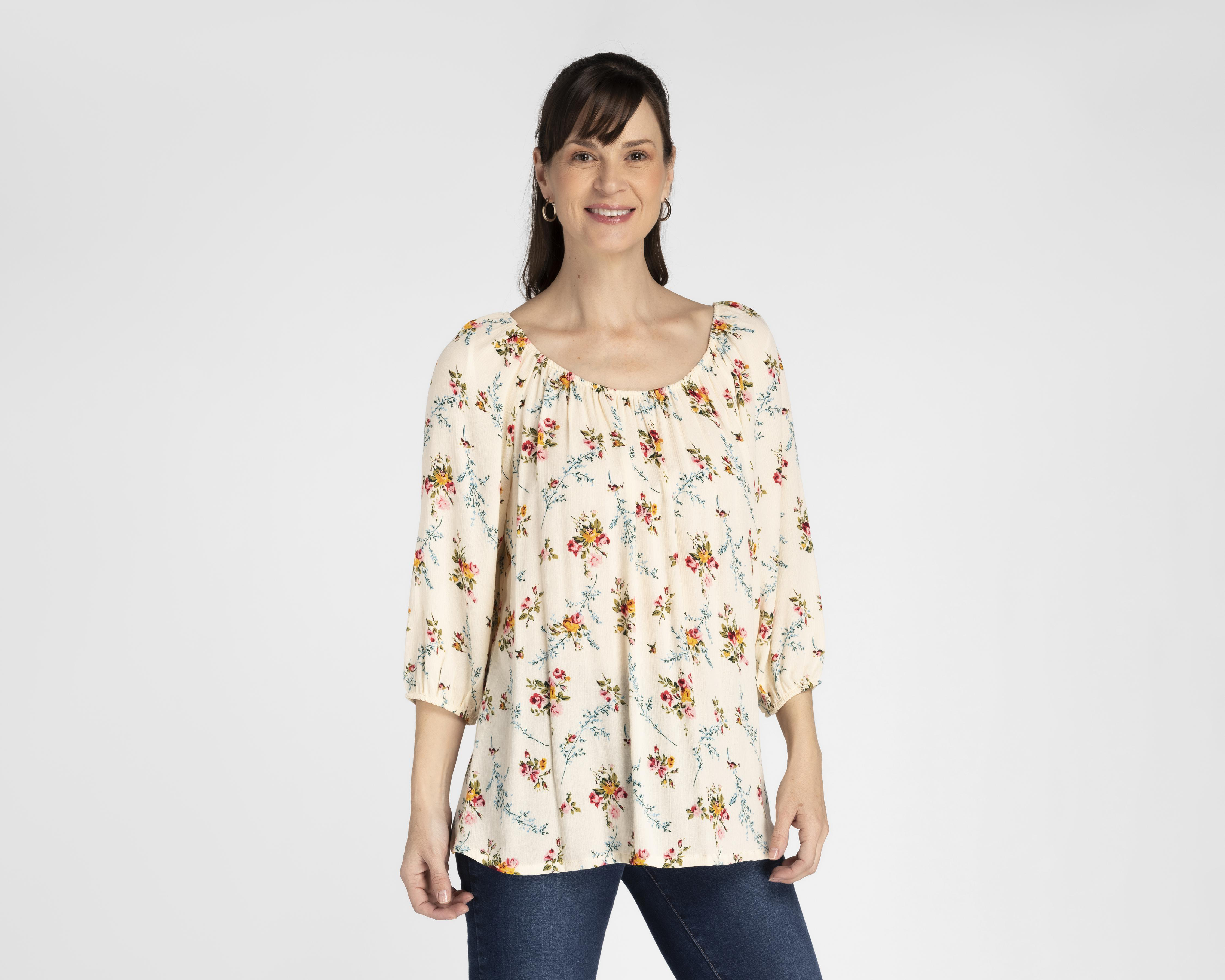 Blusa Lady Sun Manga 3/4 con Miniprint Floral