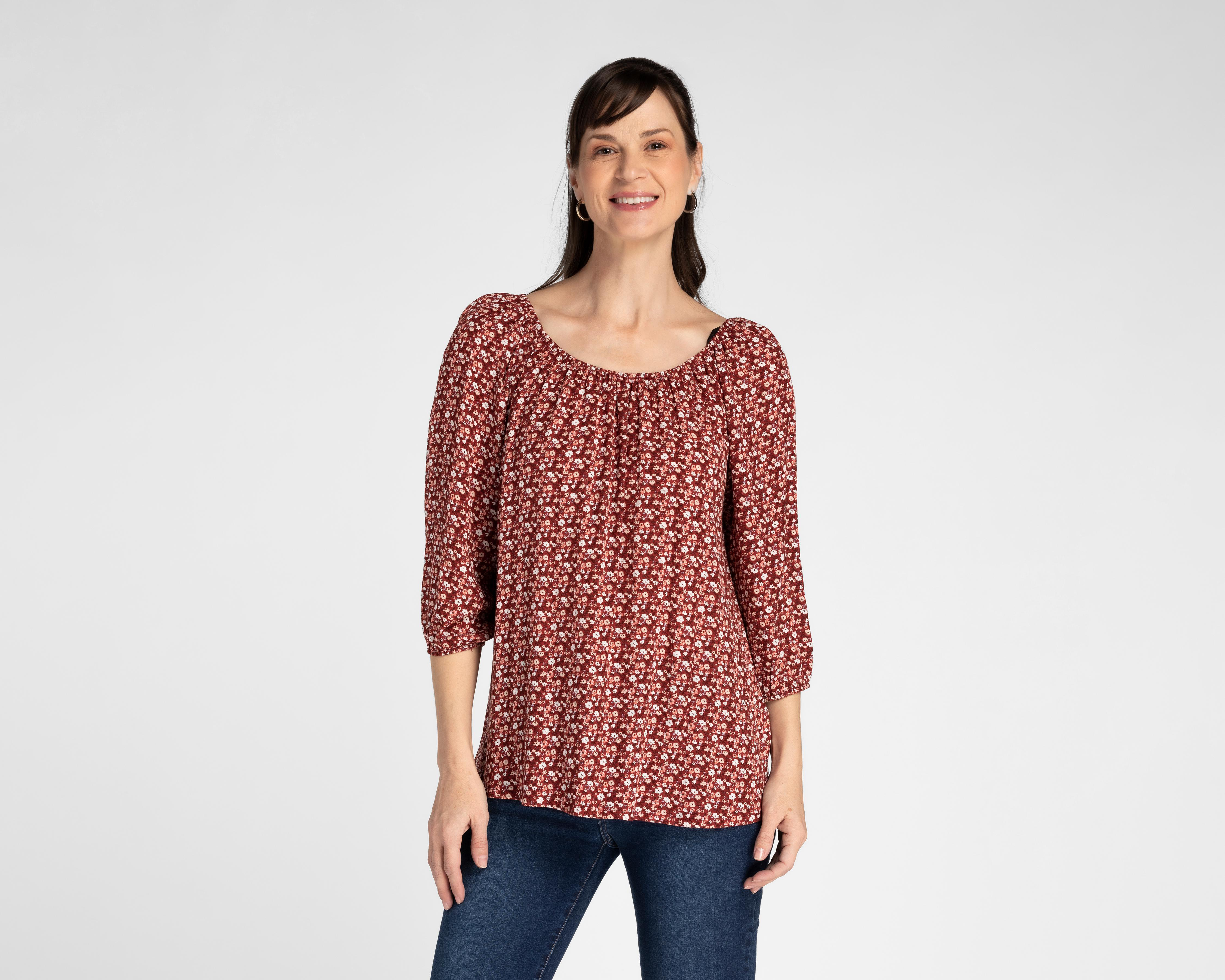 Blusa Lady Sun Manga 3/4 con Miniprint Floral