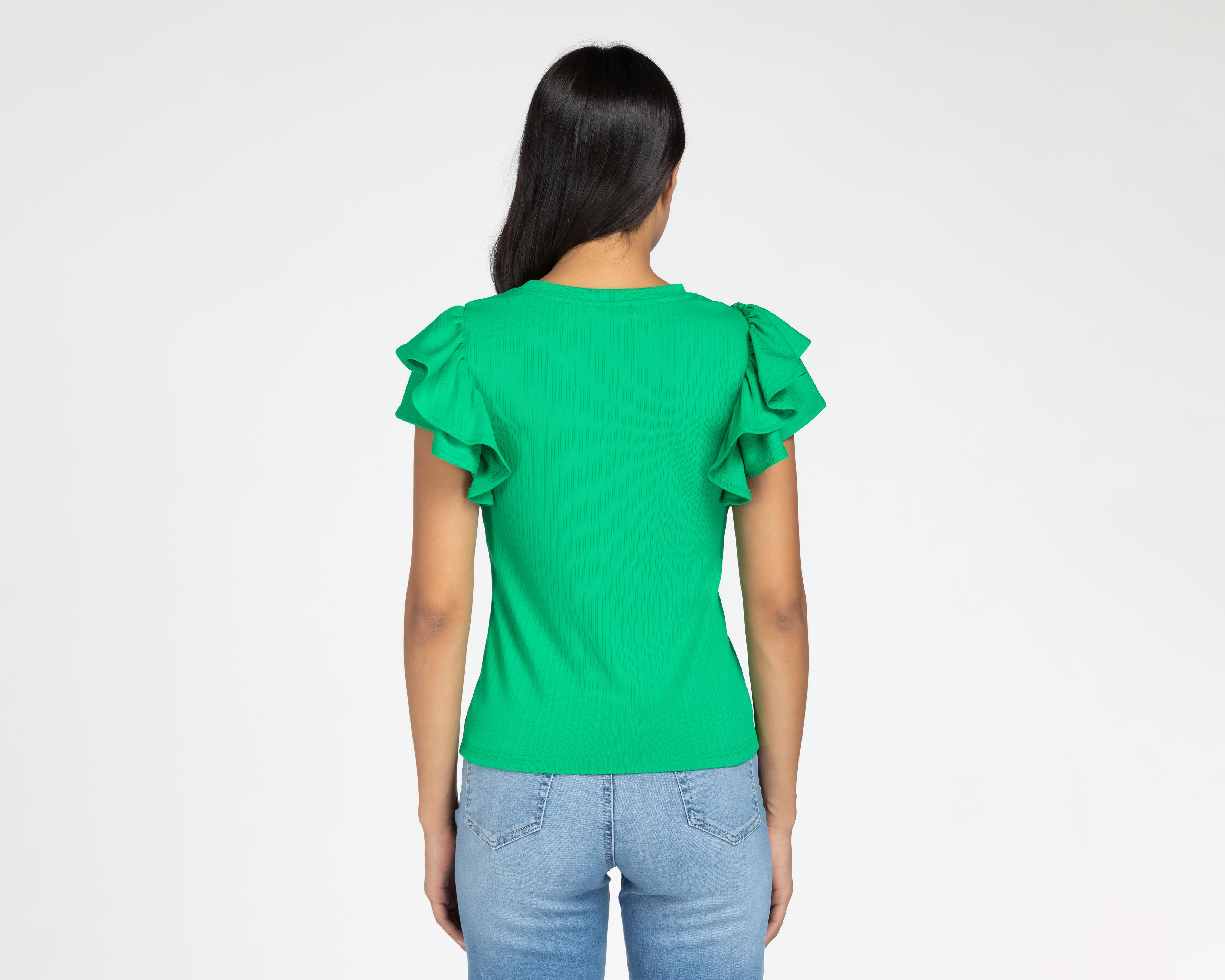 Foto 4 pulgar | Blusa Refill Manga Corta con Olanes