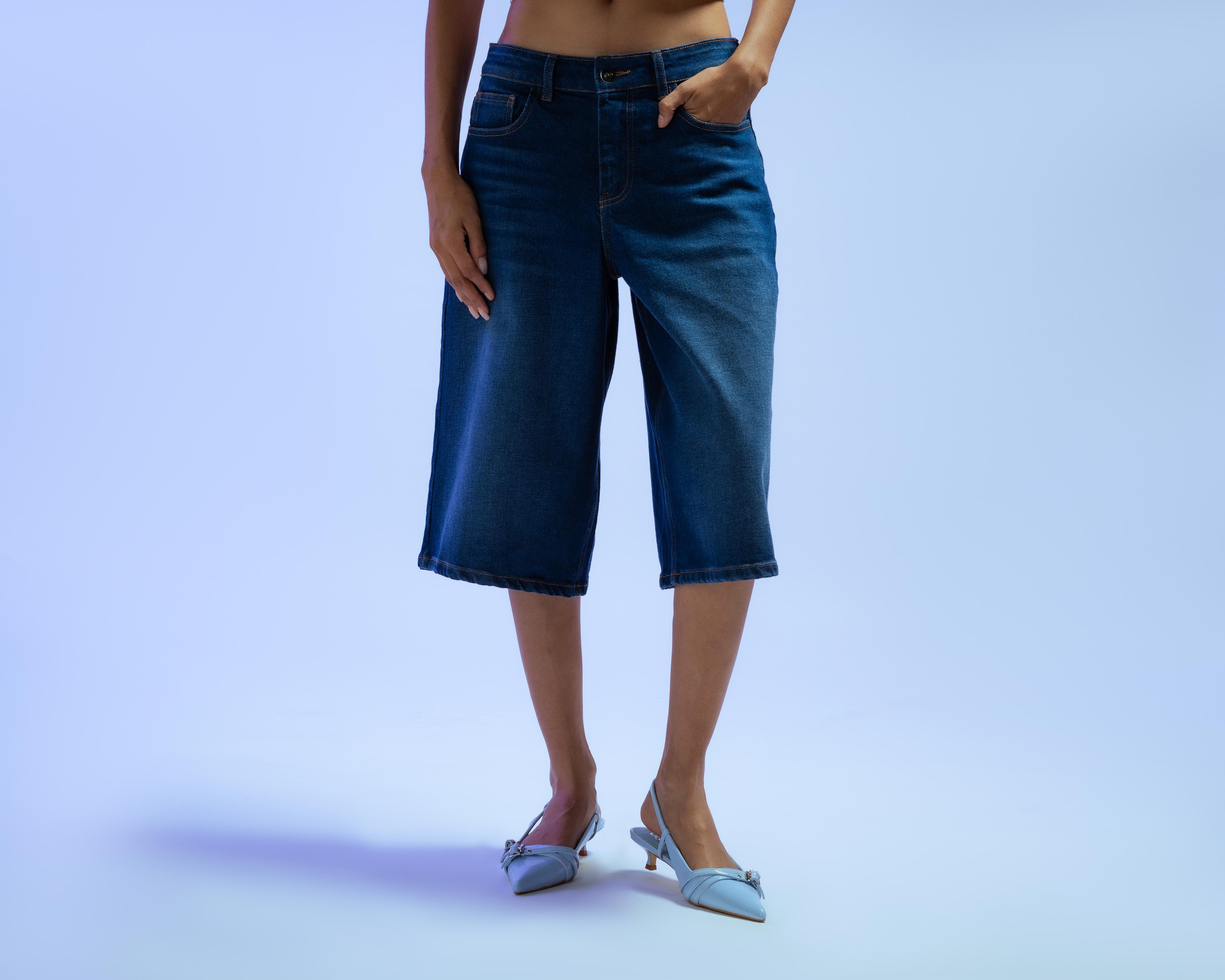 Foto 3 pulgar | Pantalón Capri Strona de Mezclilla para Mujer
