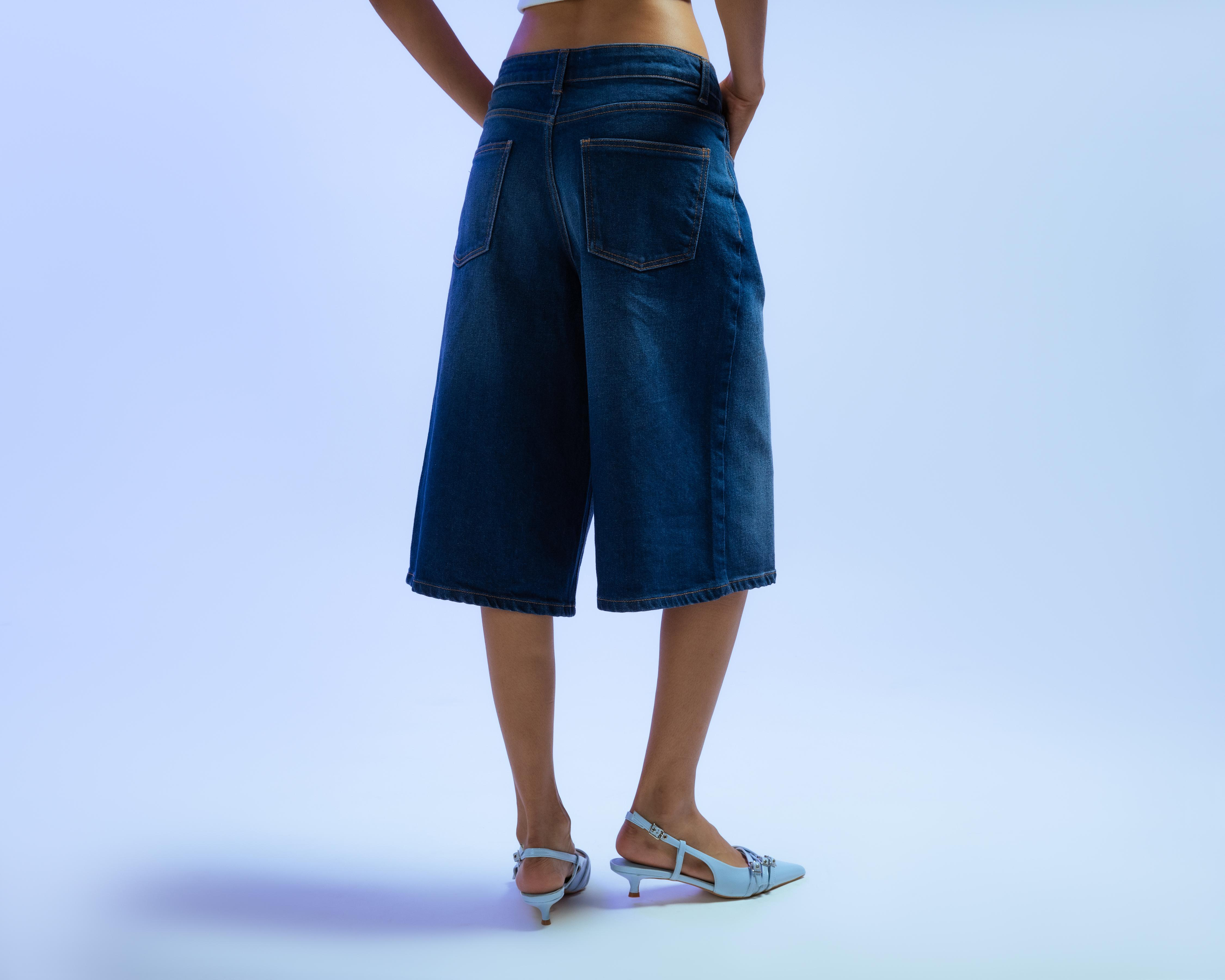 Foto 4 pulgar | Pantalón Capri Strona de Mezclilla para Mujer