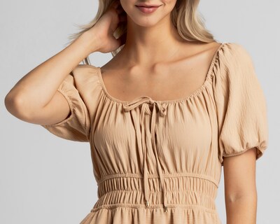 Foto 4 | Vestido Casual Refill Manga Corta Beige Juvenil
