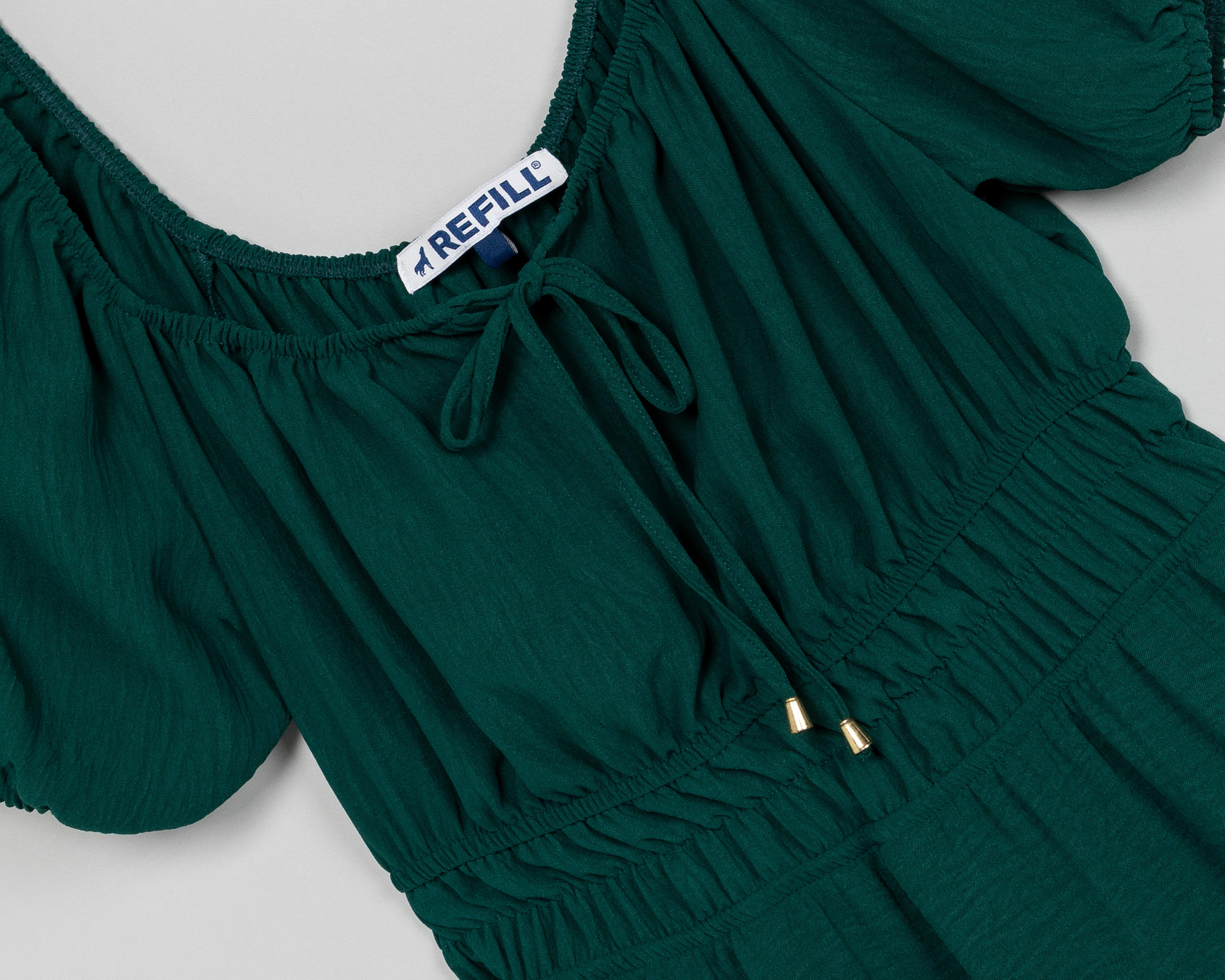 Foto 4 pulgar | Vestido Casual Refill Manga Corta Verde Jade Juvenil