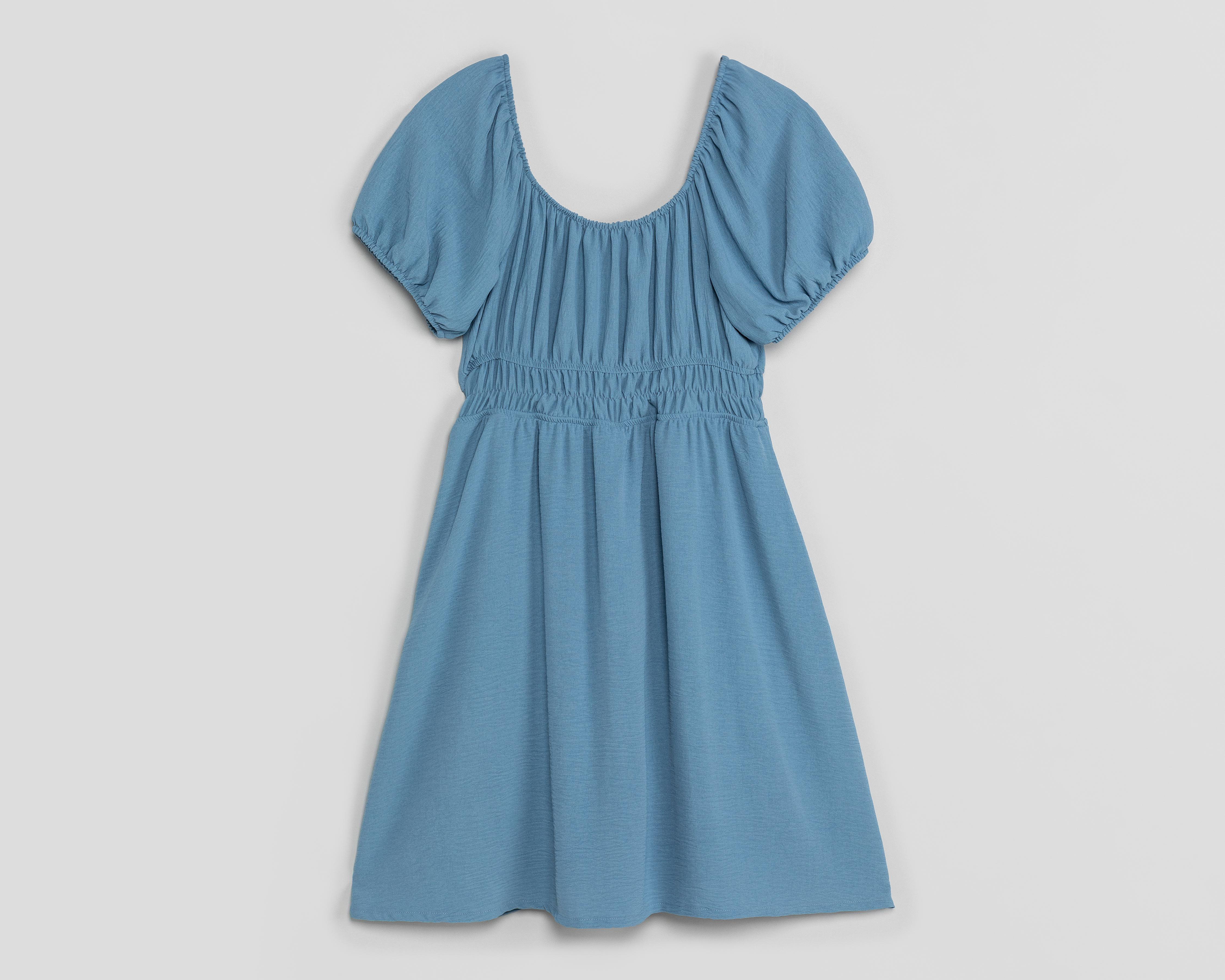 Foto 2 | Vestido Casual Refill Manga Corta Midi Azul Juvenil