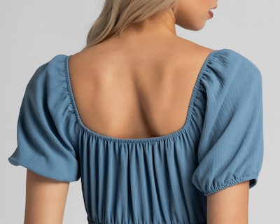 Foto 5 | Vestido Casual Refill Manga Corta Midi Azul Juvenil