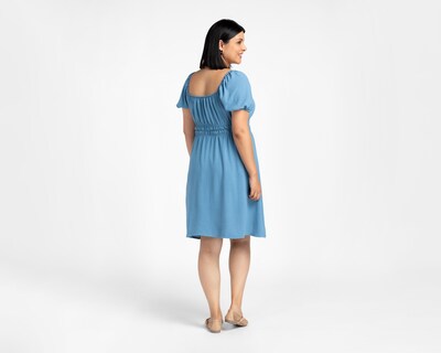 Foto 6 | Vestido Casual Refill Manga Corta Midi Azul Juvenil
