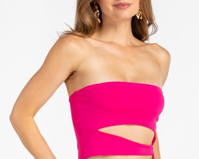 Foto 5 | Vestido Bebe Casual Strapless Fucsia con Aberturas