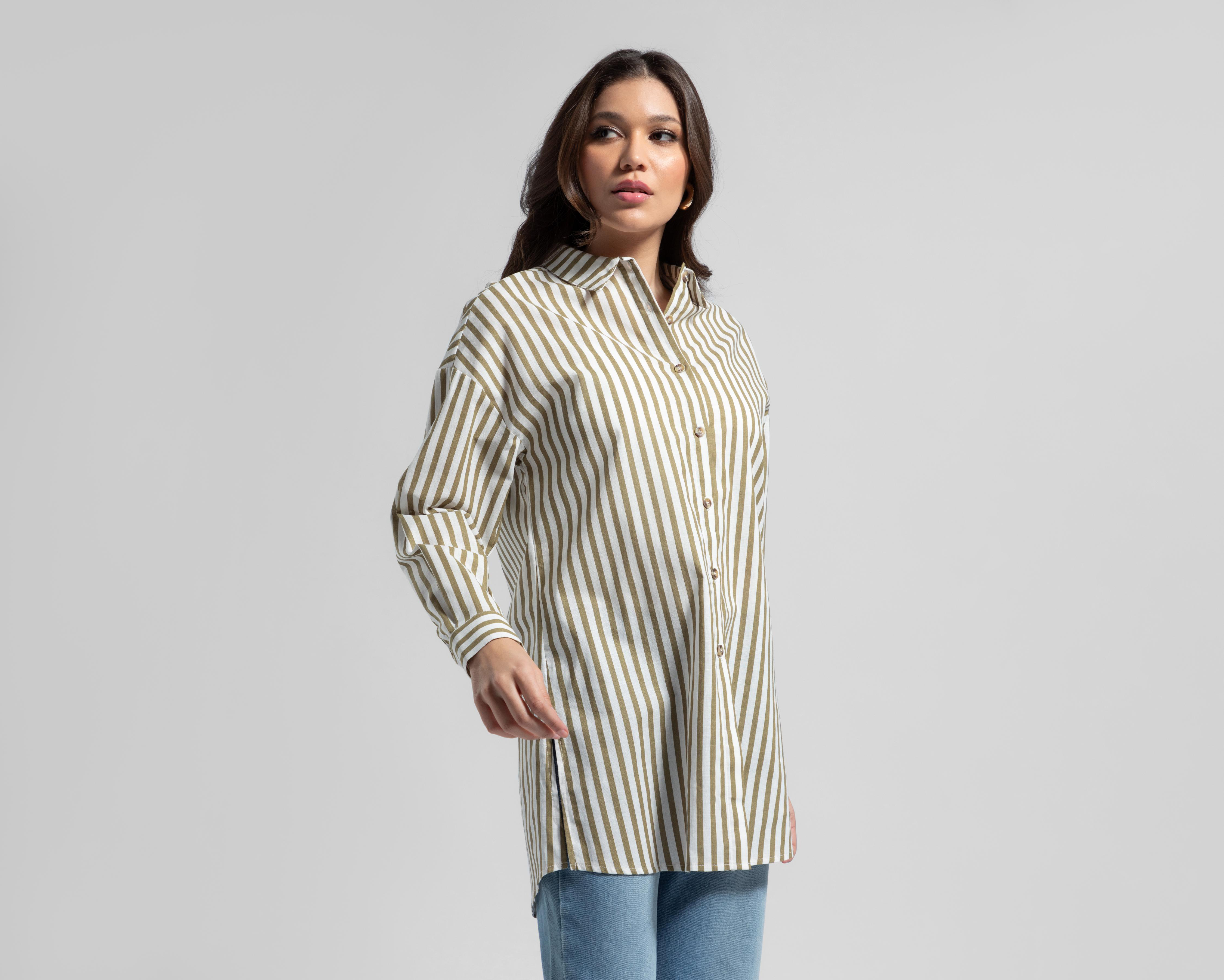Blusa Jennifer Lopez de Rayas con Manga Larga