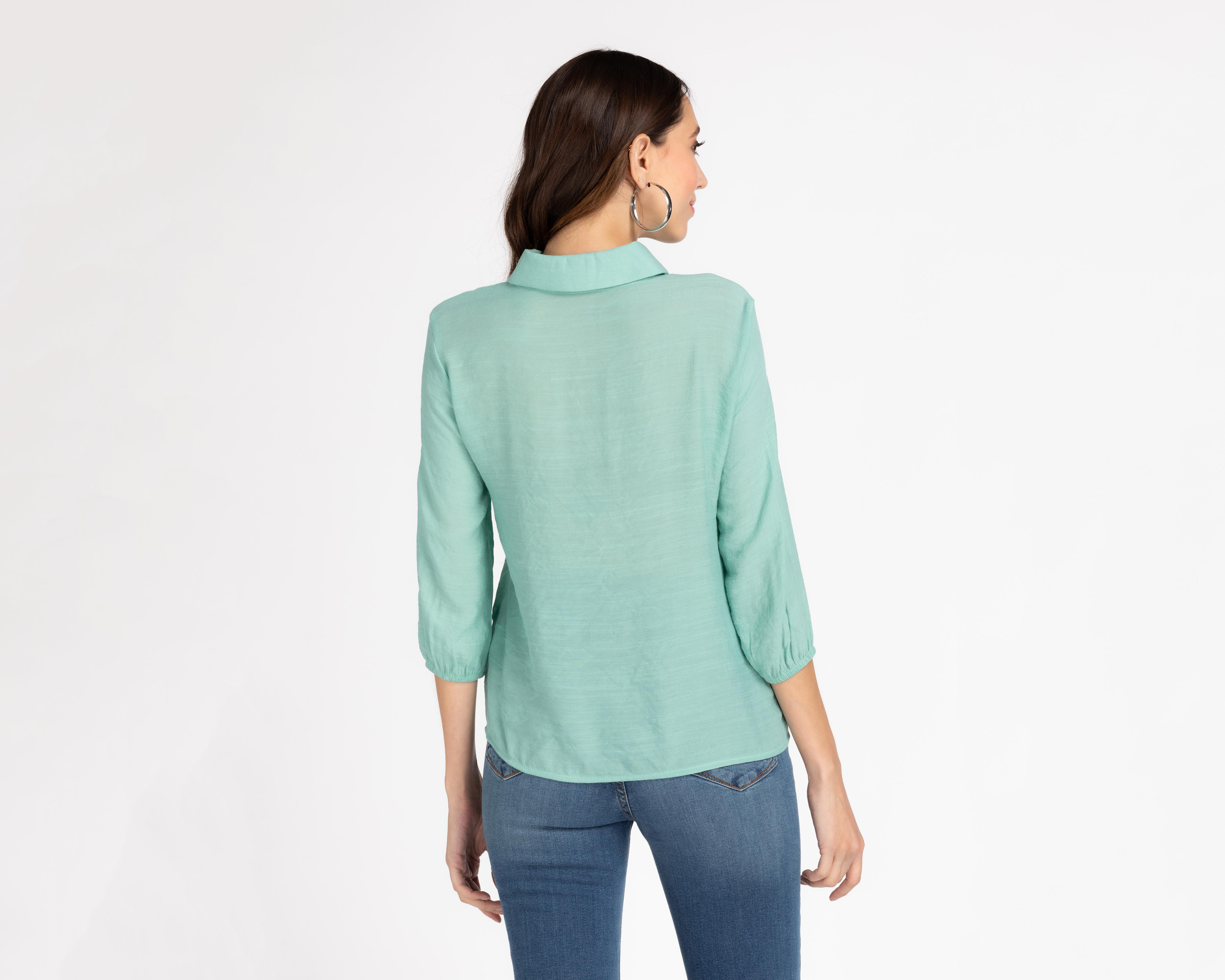 Foto 4 pulgar | Blusa Jennifer Lopez Manga 3/4 con Botones