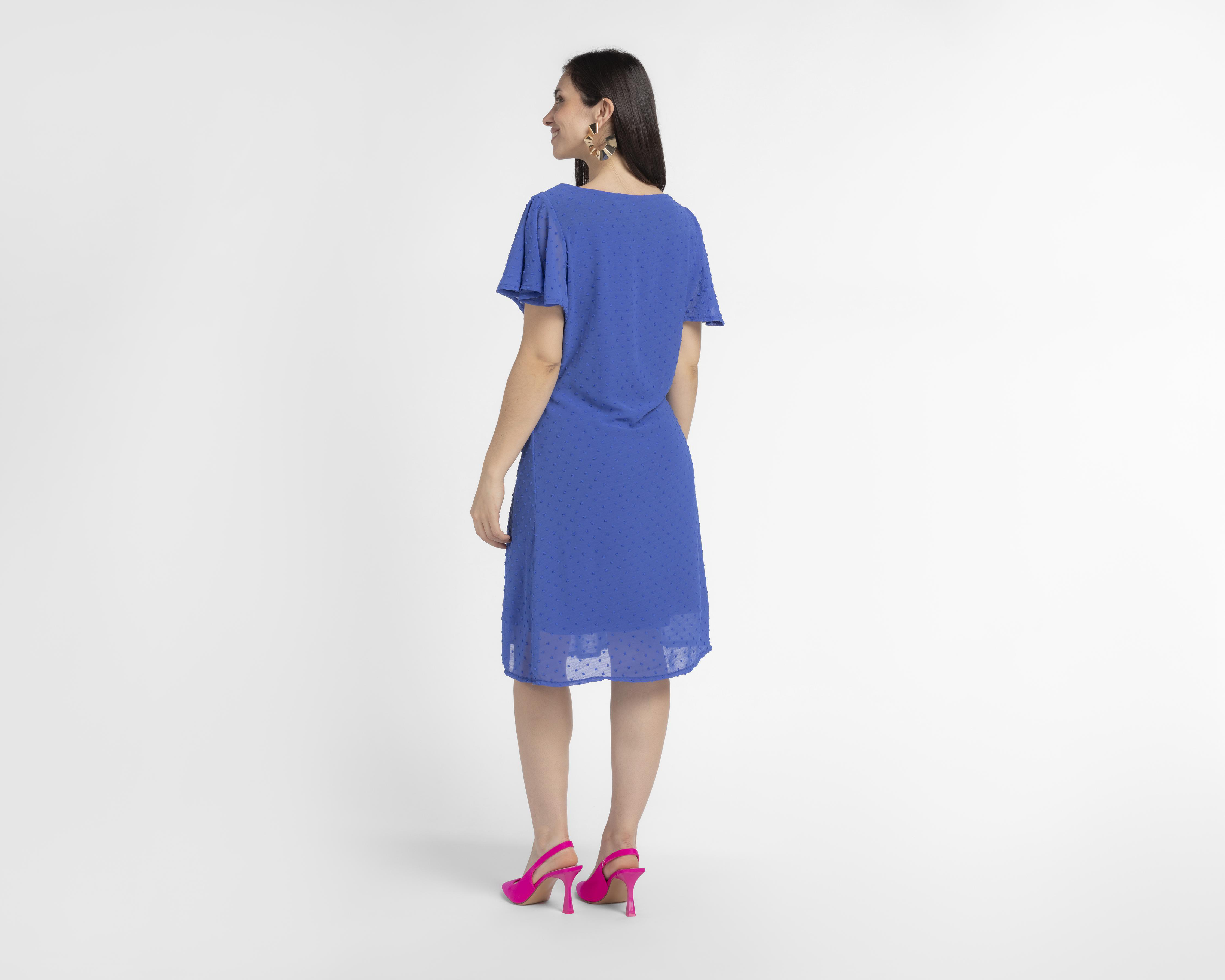 Foto 4 pulgar | Vestido Sahara Casual Azul con Manga Mariposa y Collar