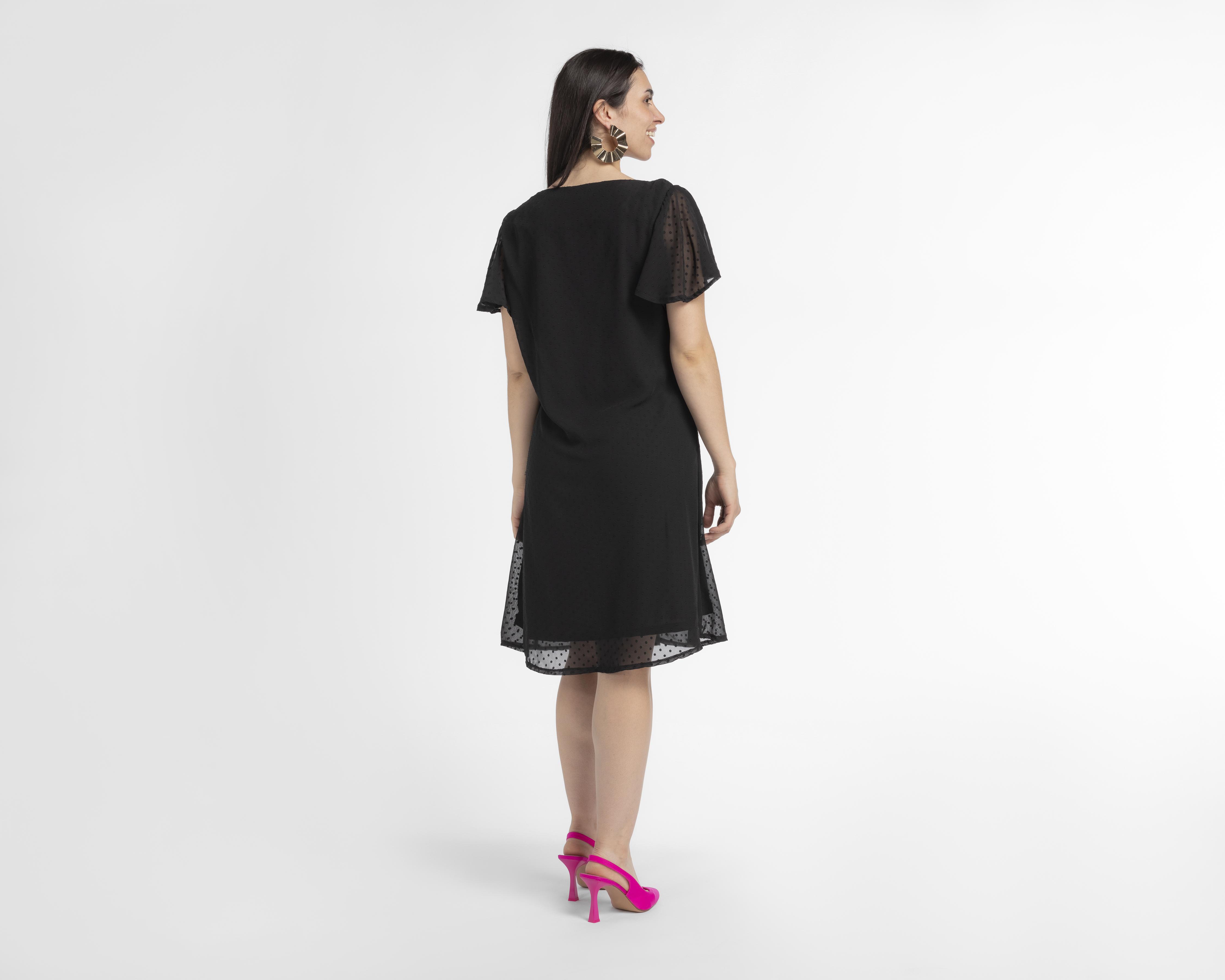 Vestido Sahara Casual Negro con Collar