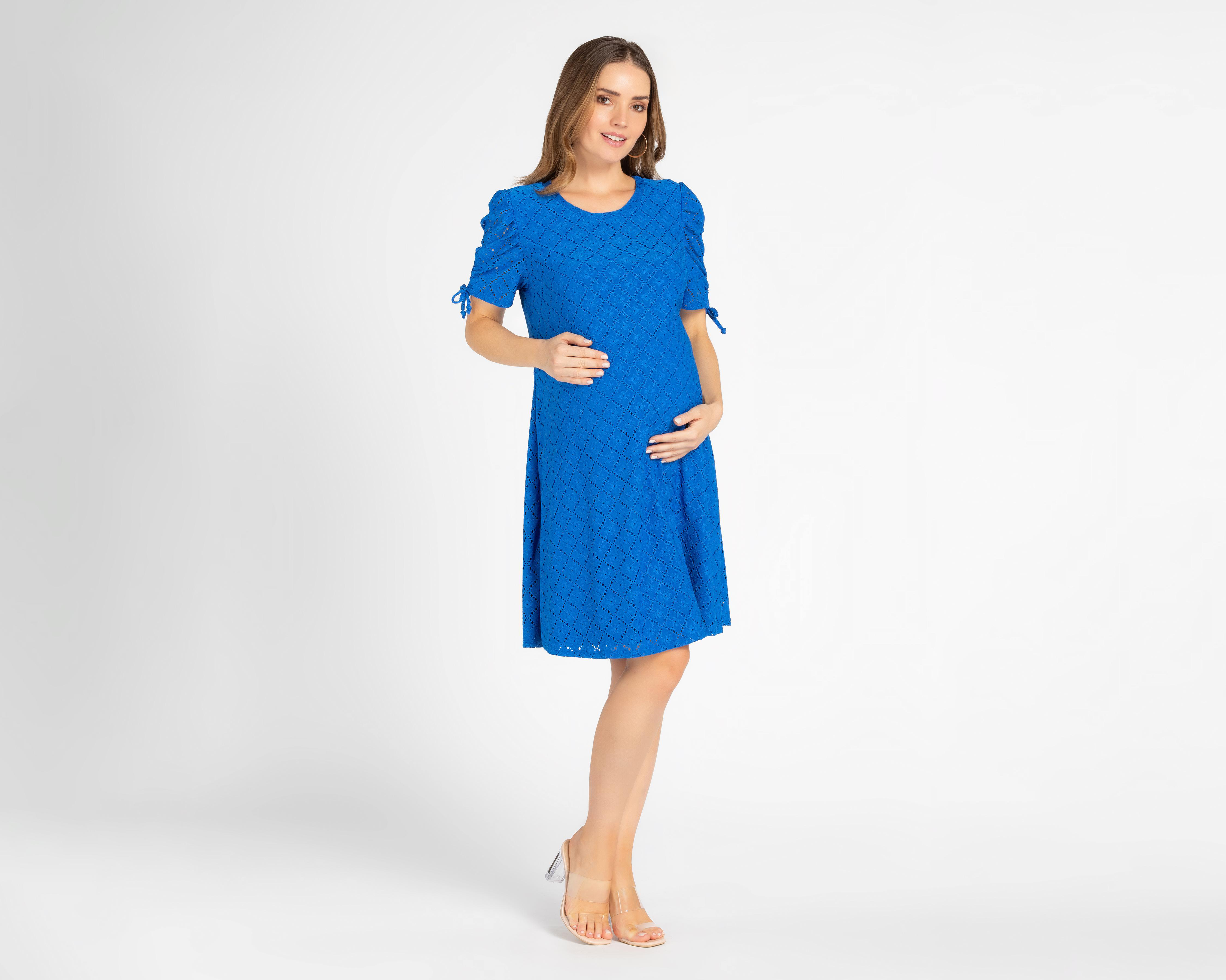 Foto 2 pulgar | Vestido de Maternidad Mamá Bella Azul con Elevadores